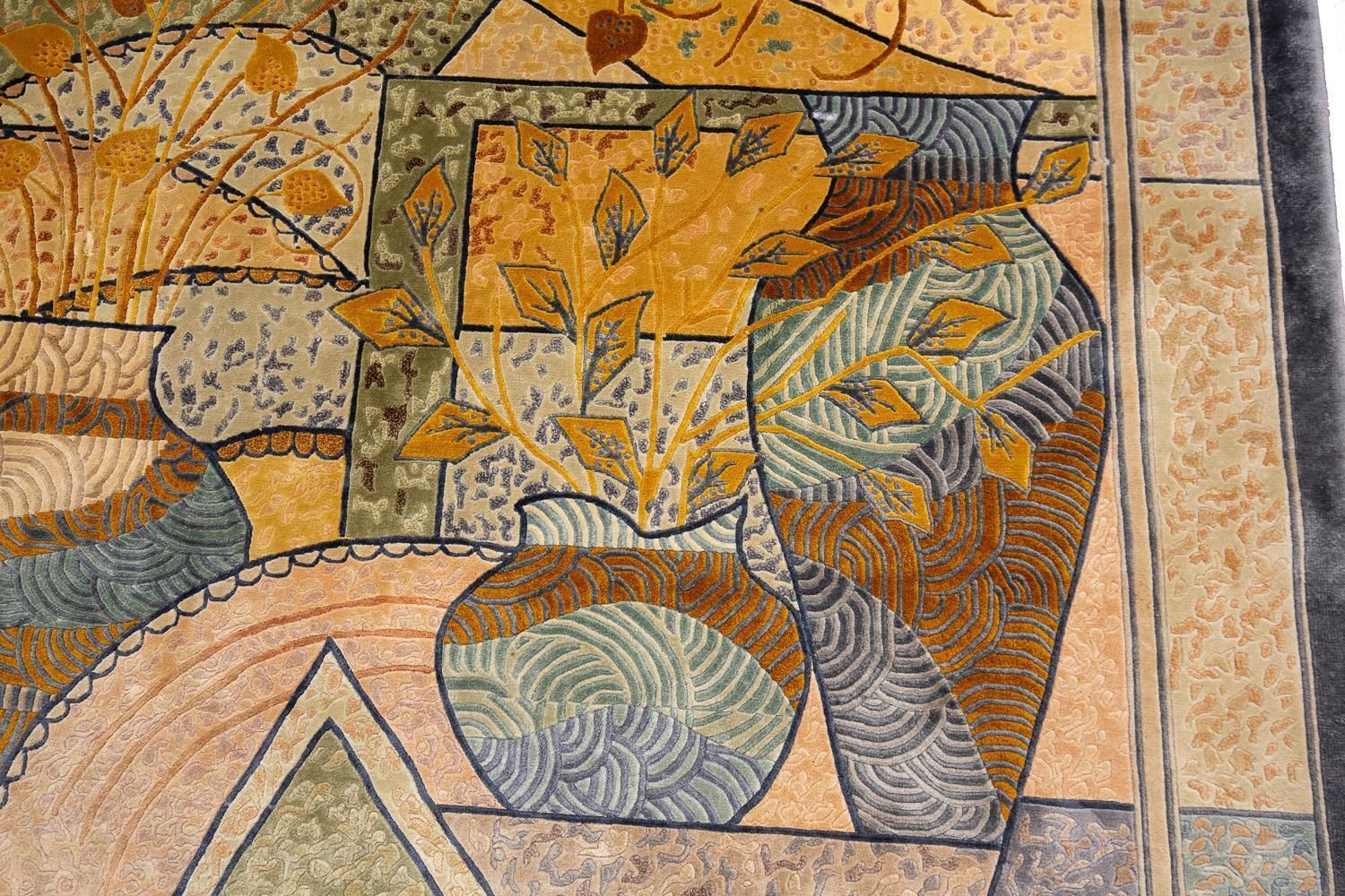 Chinese Art Deco Silk Rug Late 20th Century photo buy