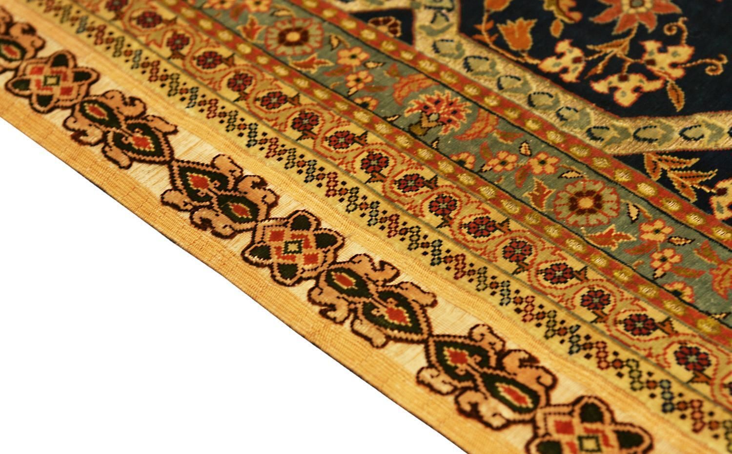 Turkish Old Extra Fine Hereke Silk & Metal 'Ebrei Design' Rug, 1950 1970 photo buy
