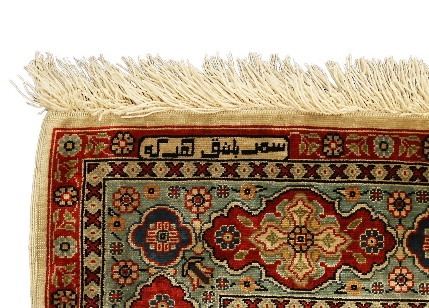 Turkish Hereke Silk Signed Extra Fine Rug, Xxi Century photo furniture