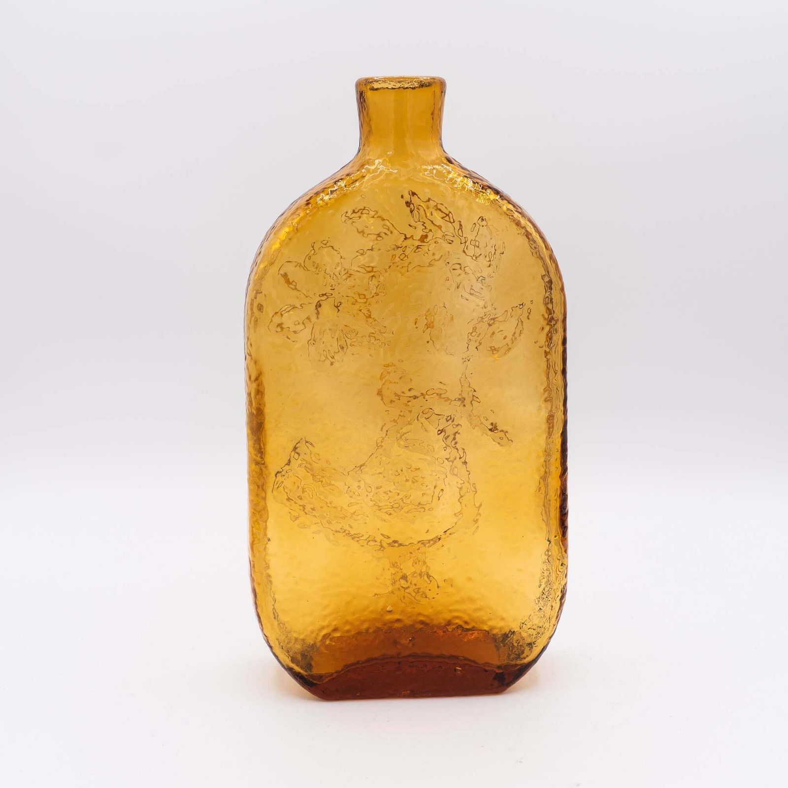 Textured Amber Glass Decanter "Bird Of Peace" By Wayne Husted   Stelvia, Empoli   1960s photo vintage