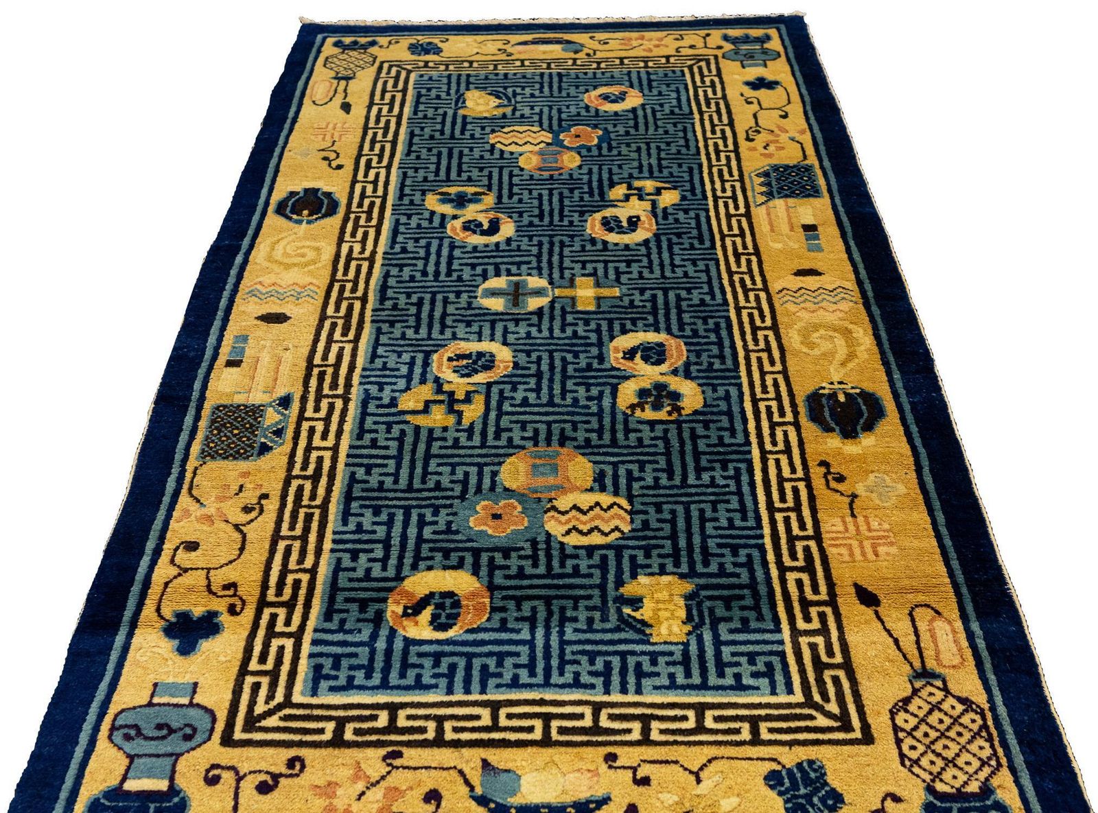 Antique Traditional Chinese Motifs Small Peking Rug, 19th Century photo vintage