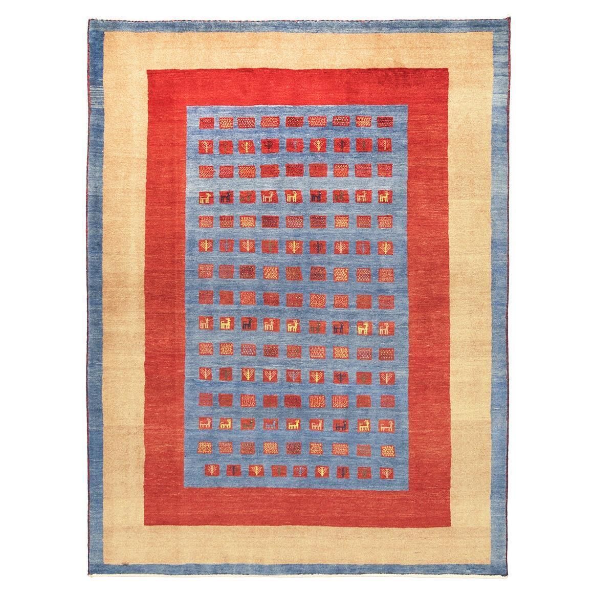 Blue Gabbeh Rug Minimalist Design