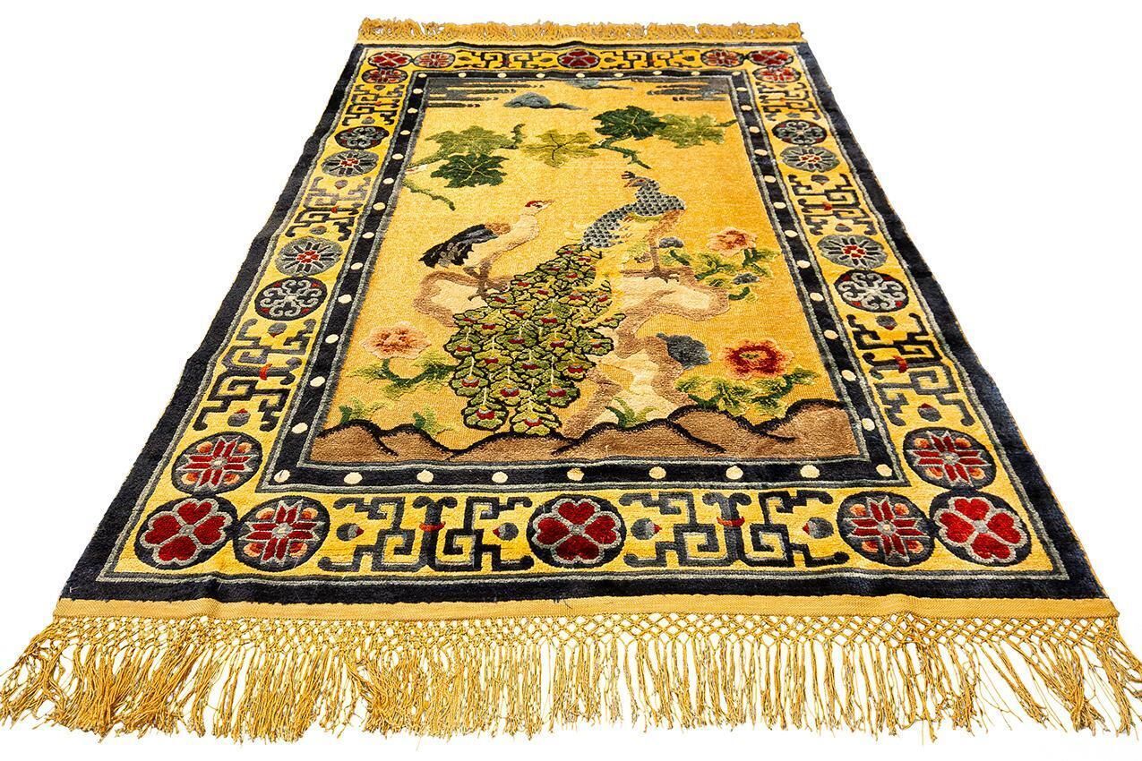 Chinese Silk Rug Immortal Bird Design, 1950 1970 photo Textiles