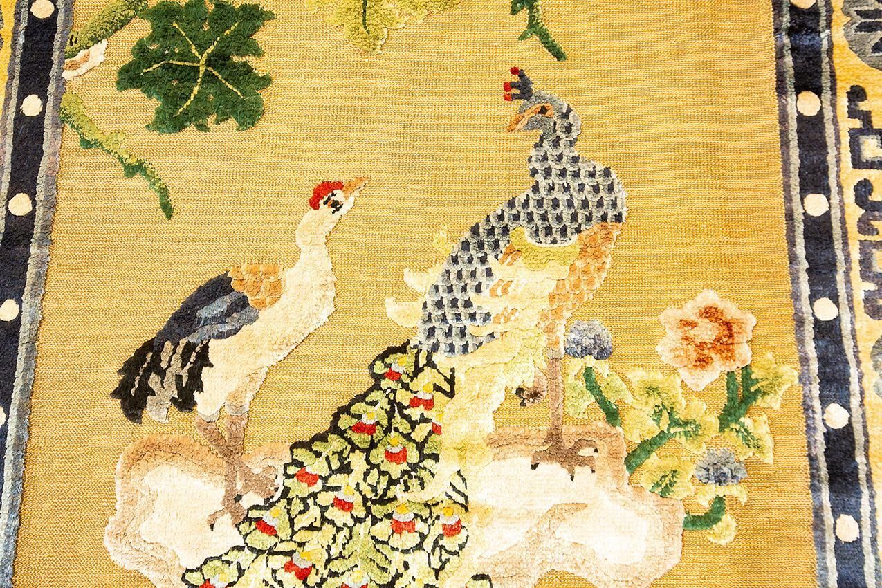 Chinese Silk Rug Immortal Bird Design, 1950 1970 photo buy