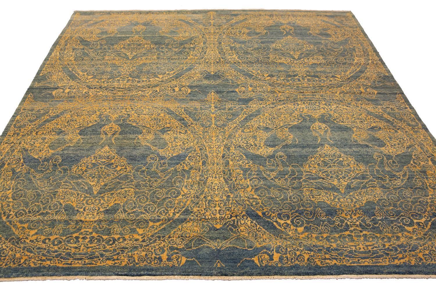 Vintage “Tibet Design” Hand Knotted Yadan Square Shape Rug photo furniture