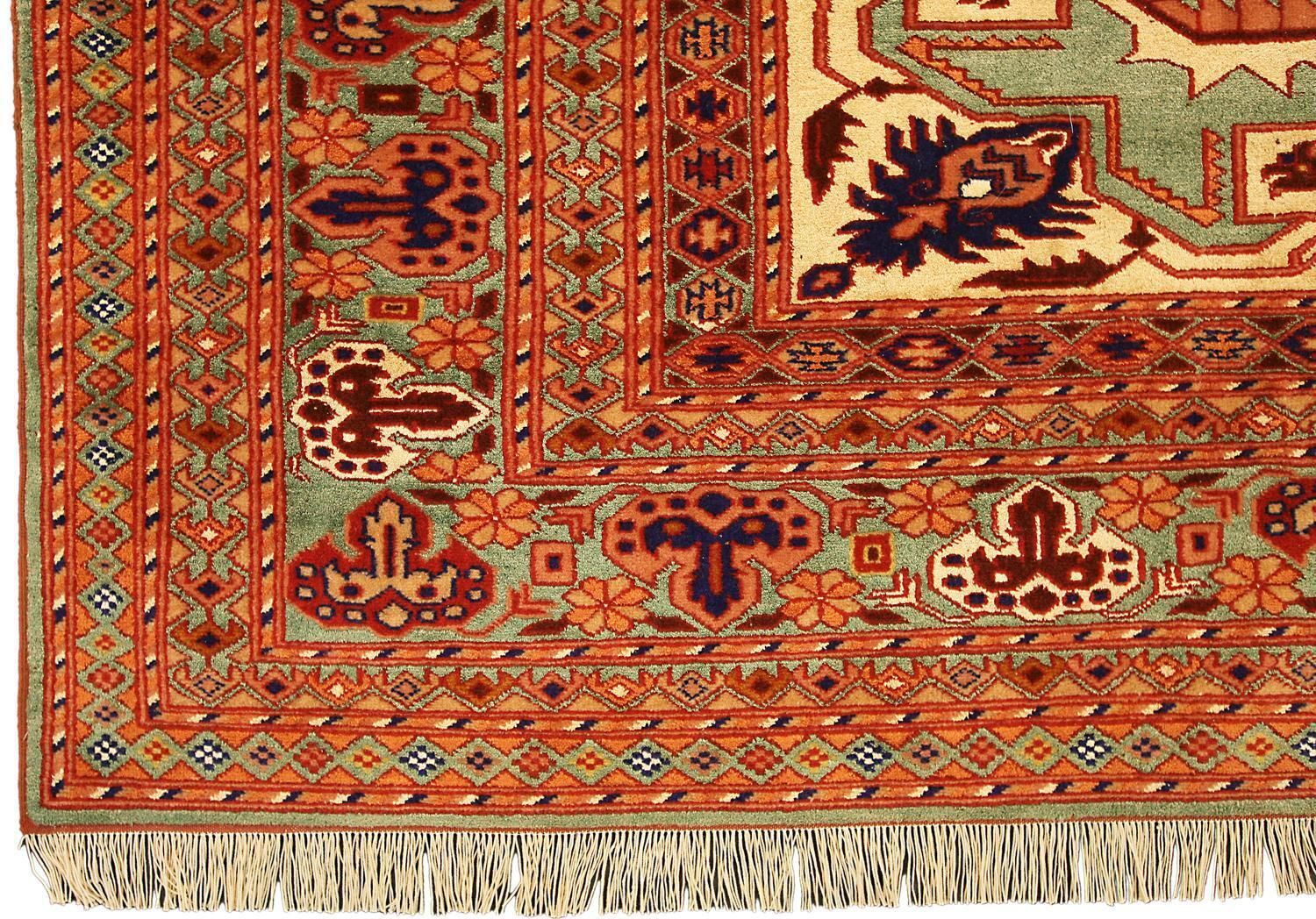 Afghan Latif Elegant Silk Light Green Field Carpet, Xxi Century photo Textiles