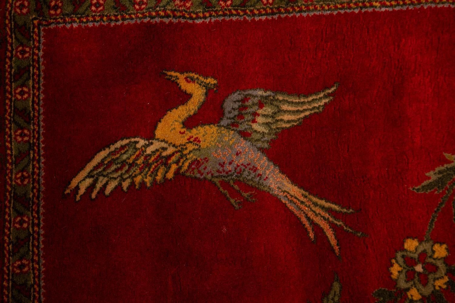 photo furniture European Rug Cherry Field With Birds And Flower Rings, Ca. 1880