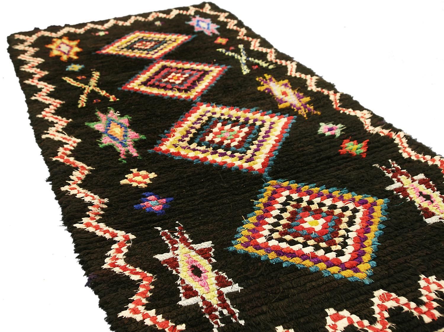 Geometric Design Grey & Black Vintage Moroccan Marrakesh Rug, Ca. 1950 photo furniture