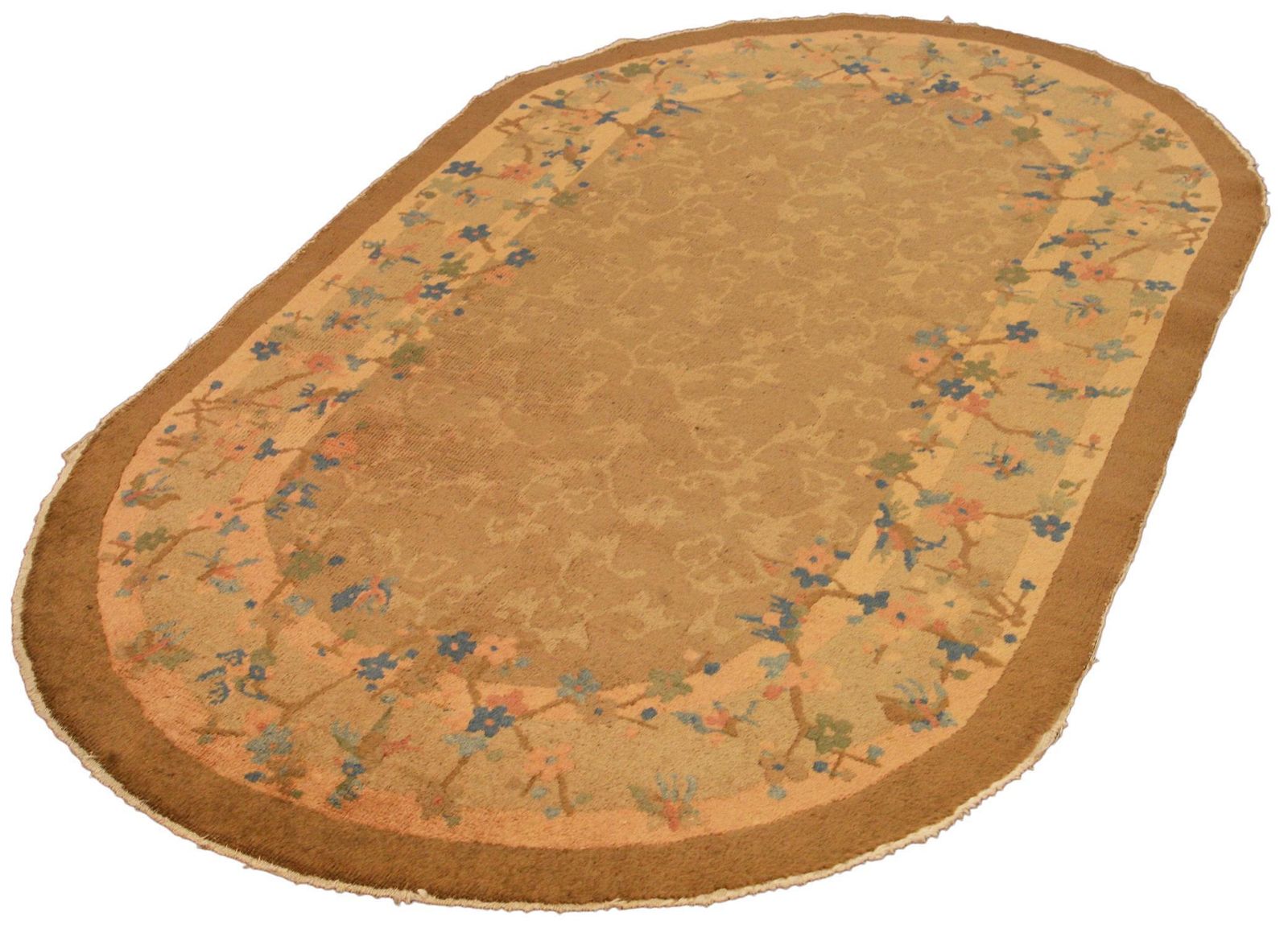 Mid 20th Century Chinese Peking Rug Light Brown Open Field Design, 1950 1970 photo Textiles