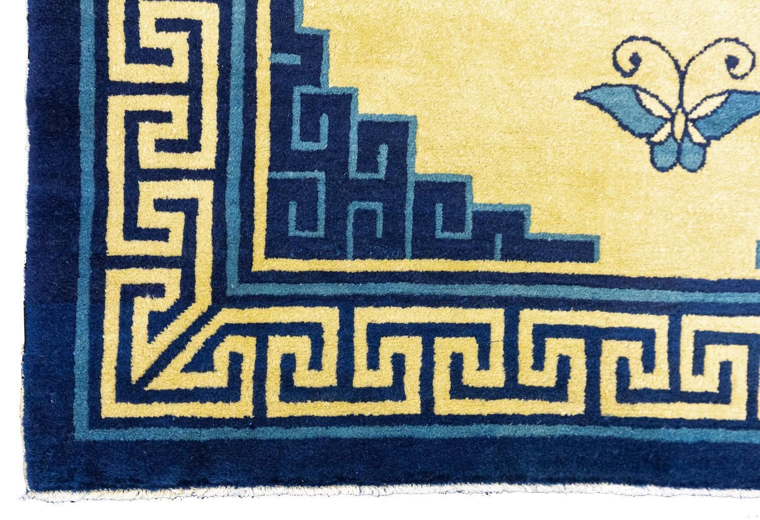 Antique Chinese Peking Yellow Field Rug photo 4161.0