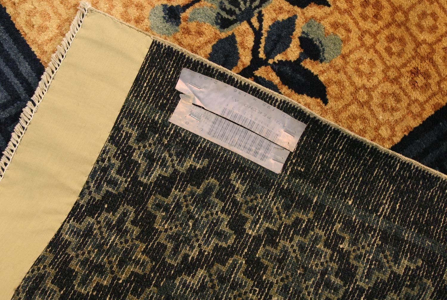 Antique Peking Chinese Ivory Field Wool Rug, 1900 1920 photo vinterior