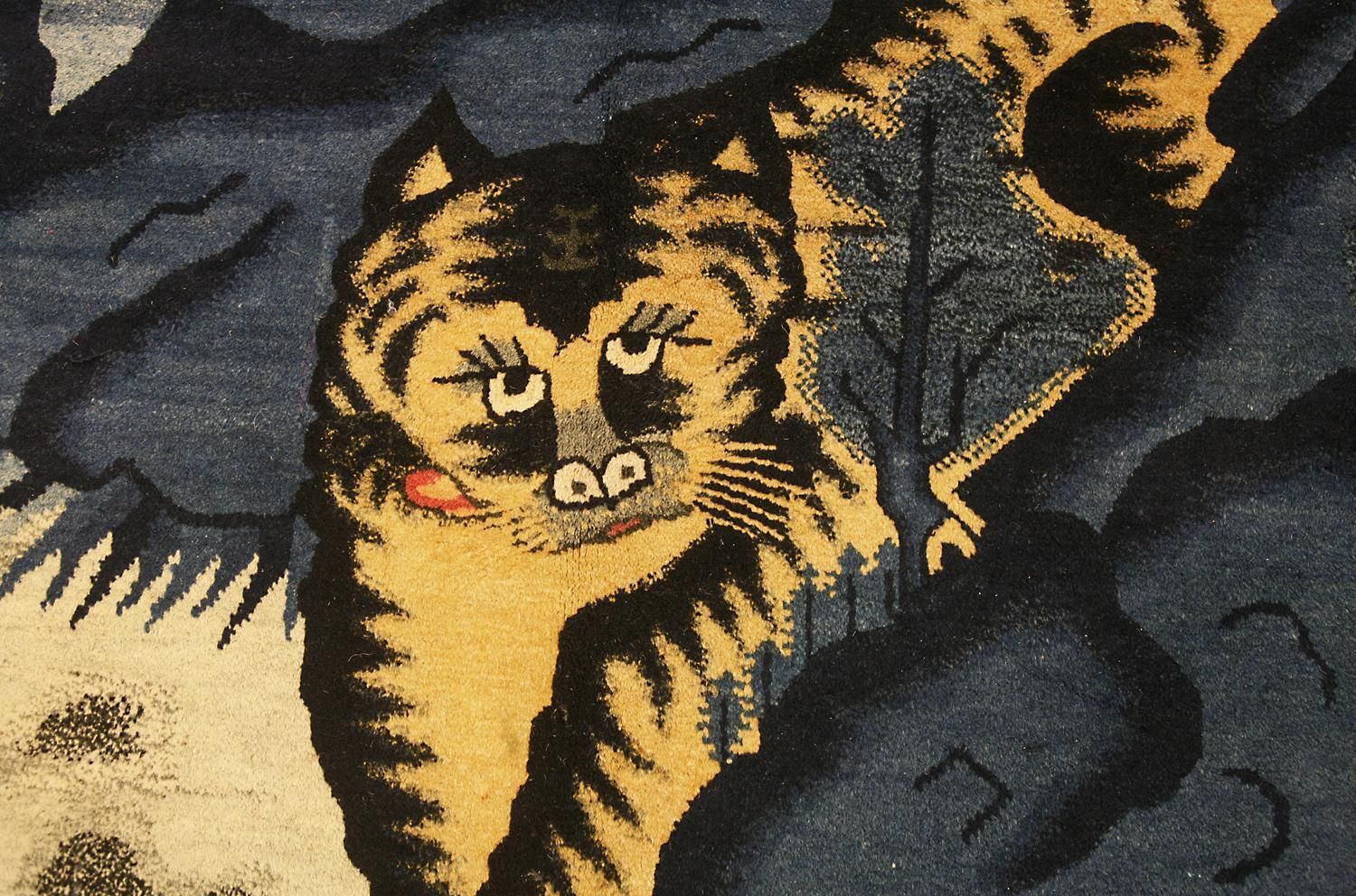 Tiger Rug Antique Peking Midnight Blue, Ca. 1900 photo 18682.0