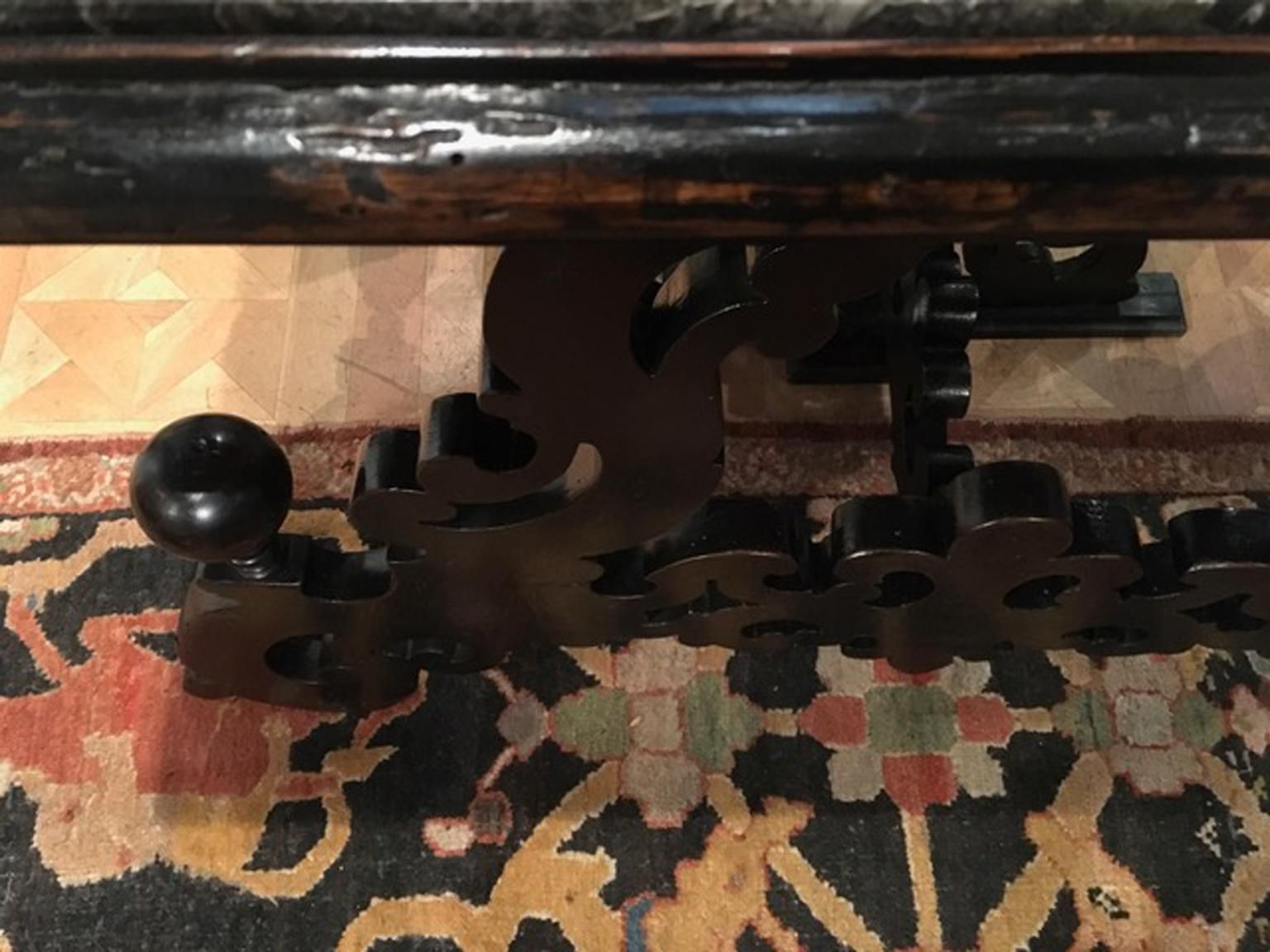 photo furniture Late 17th Century Italian Wood Ebony Hand Carved Black Marble Console