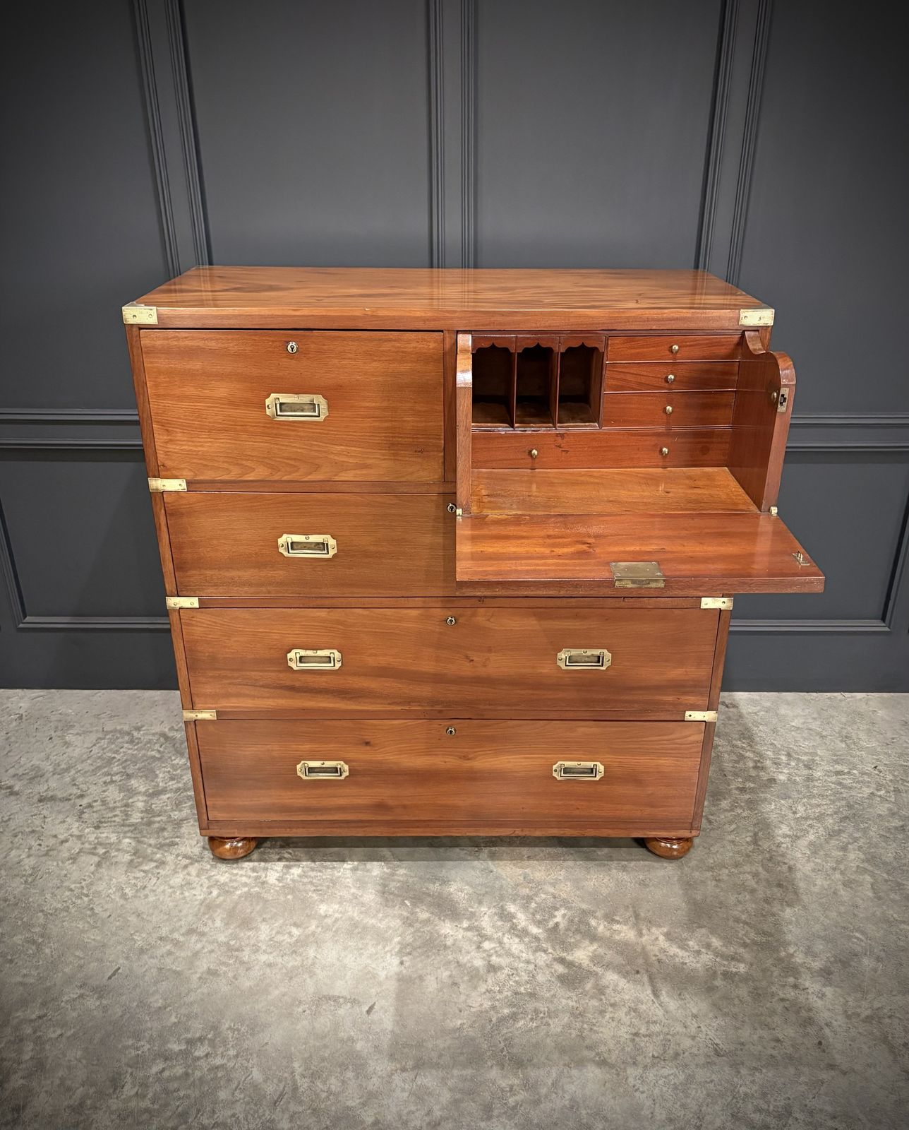 Mahogany Military Campaign Secretaire Chest photo Furniture