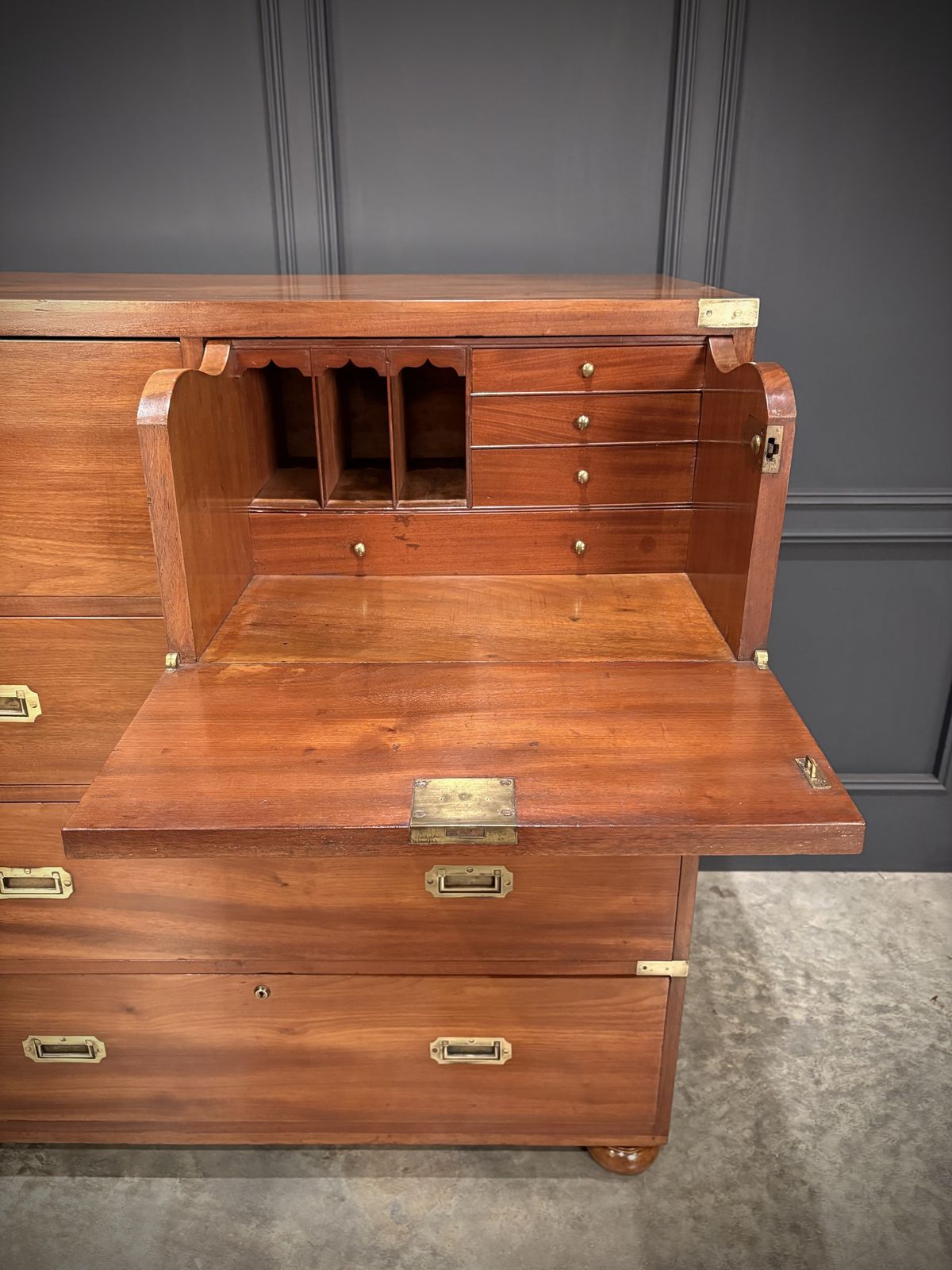 Mahogany Military Campaign Secretaire Chest photo vinterior