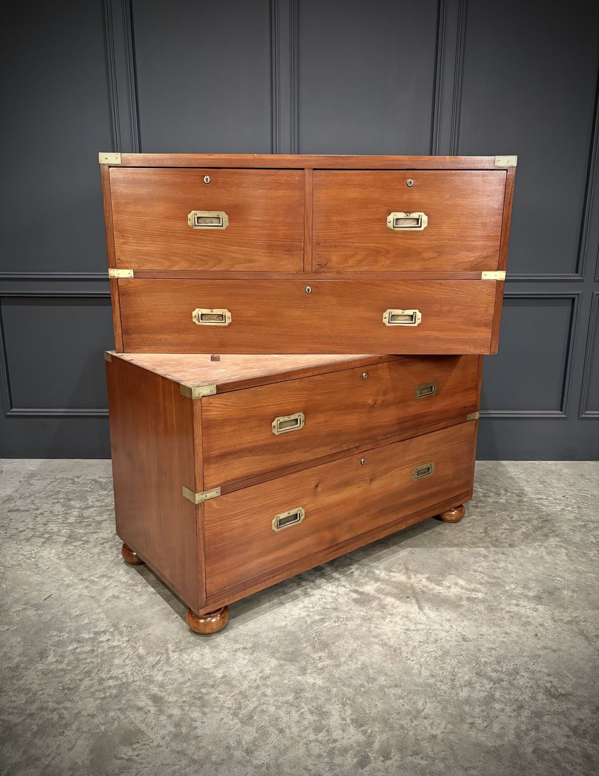 Mahogany Military Campaign Secretaire Chest photo buy