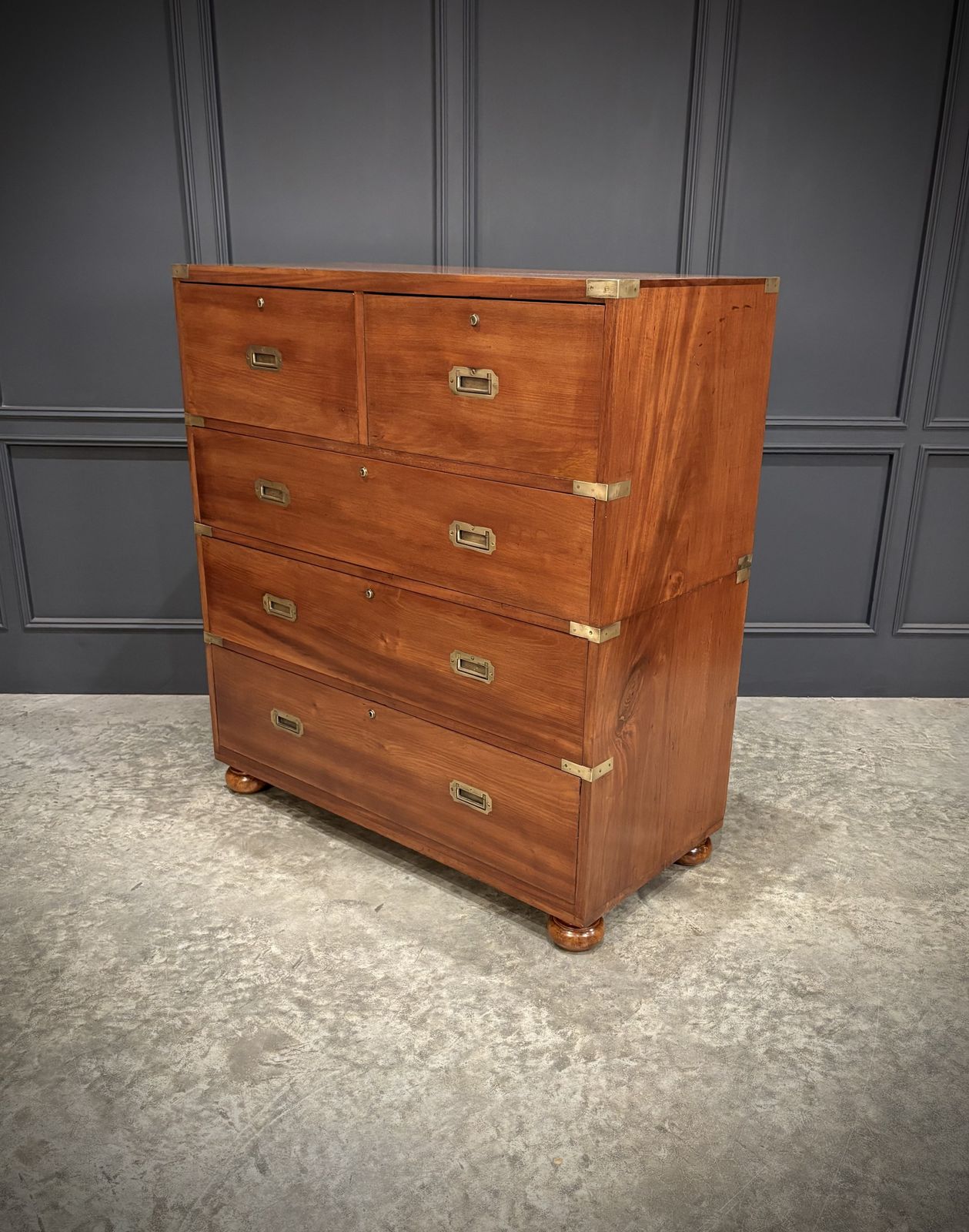 Mahogany Military Campaign Secretaire Chest photo vintage