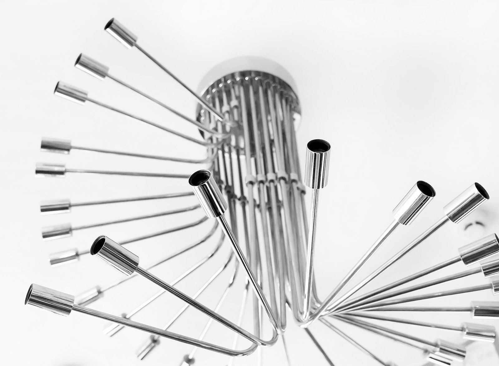 Mid Century Italian Gaetano Sciolari Spiral Chrome Chandelier, Circa 1970 photo buy