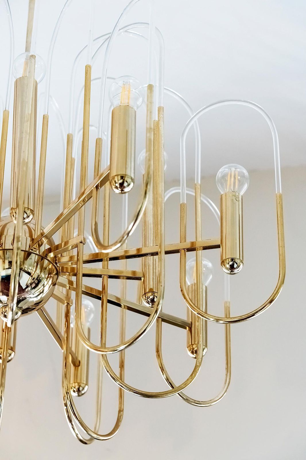 Midcentury Italian Brass And Glass Chandelier By Sciolari photo 3828.0