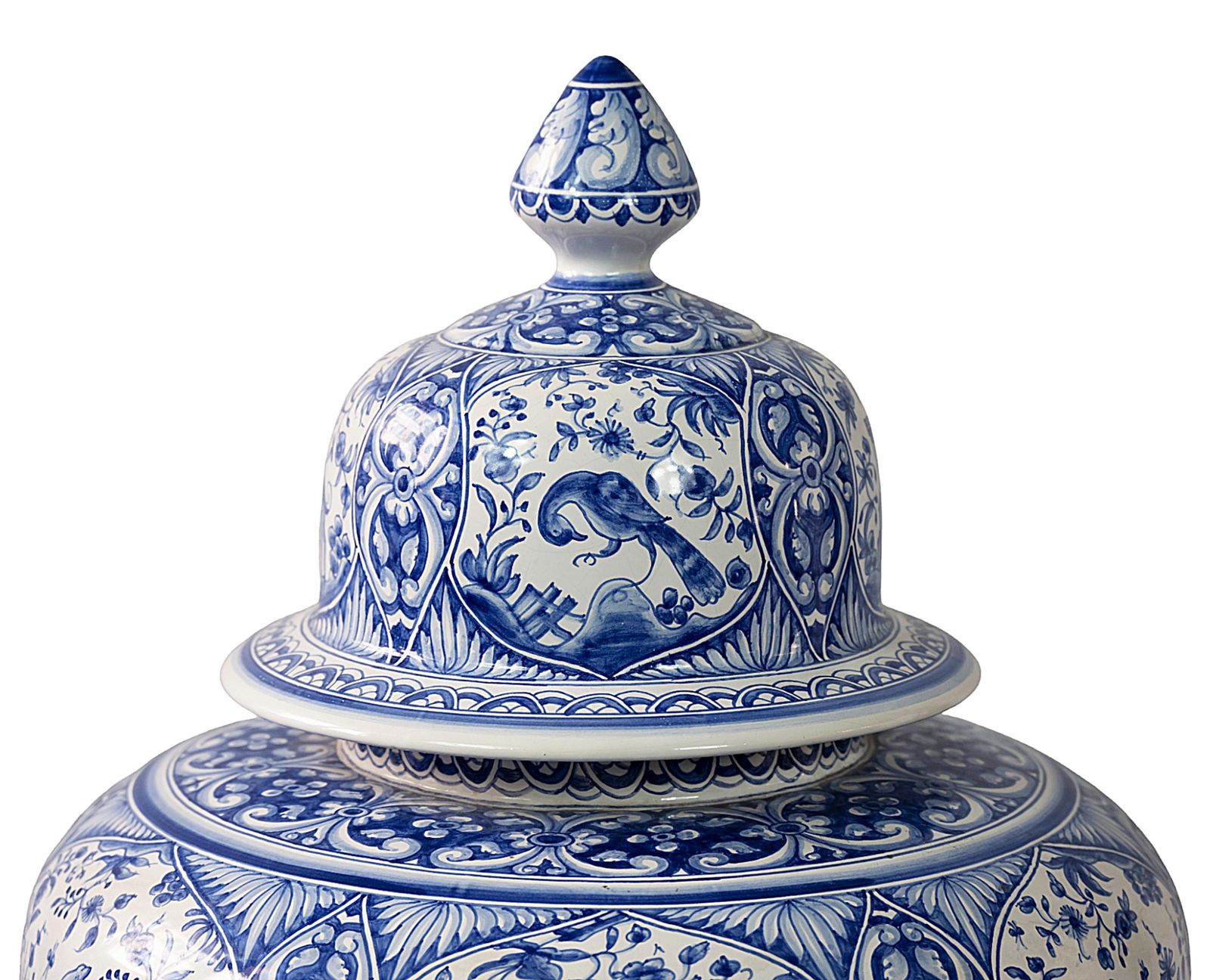 Very Large Portuguese Hand Painted Ceramic Lidded Vase/Urn photo 1106.0