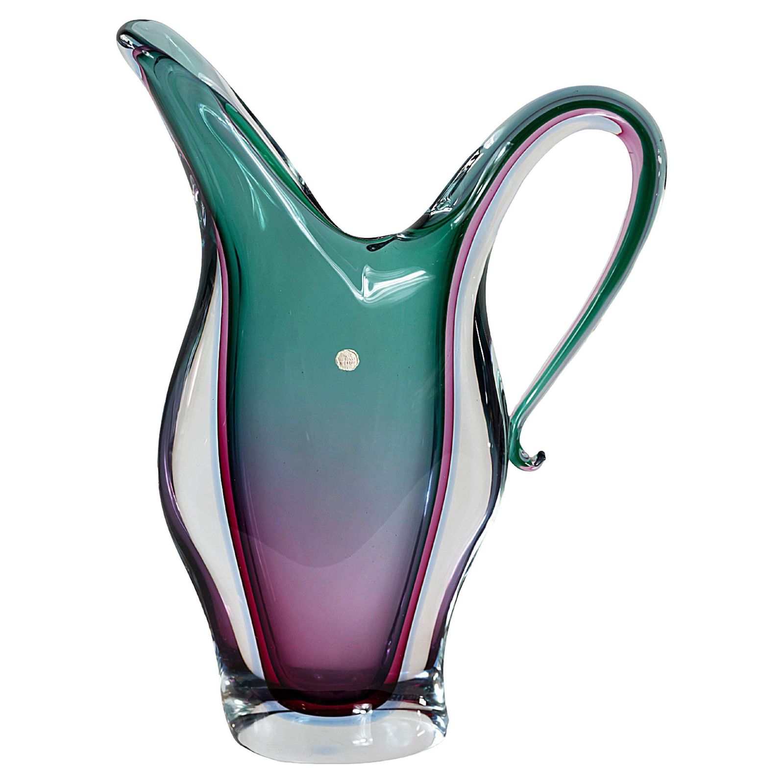 Mid Century Italian Handmade Sommerso Murano Glass Vase/Jug