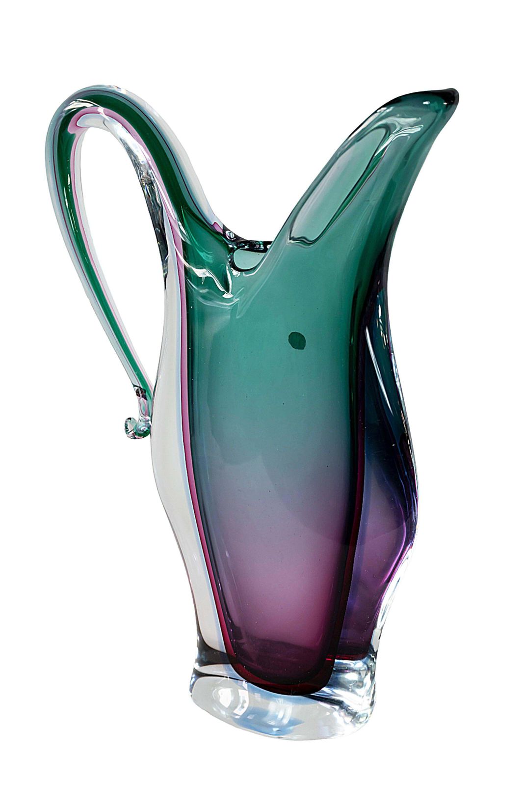 Mid Century Italian Handmade Sommerso Murano Glass Vase/Jug photo for sale
