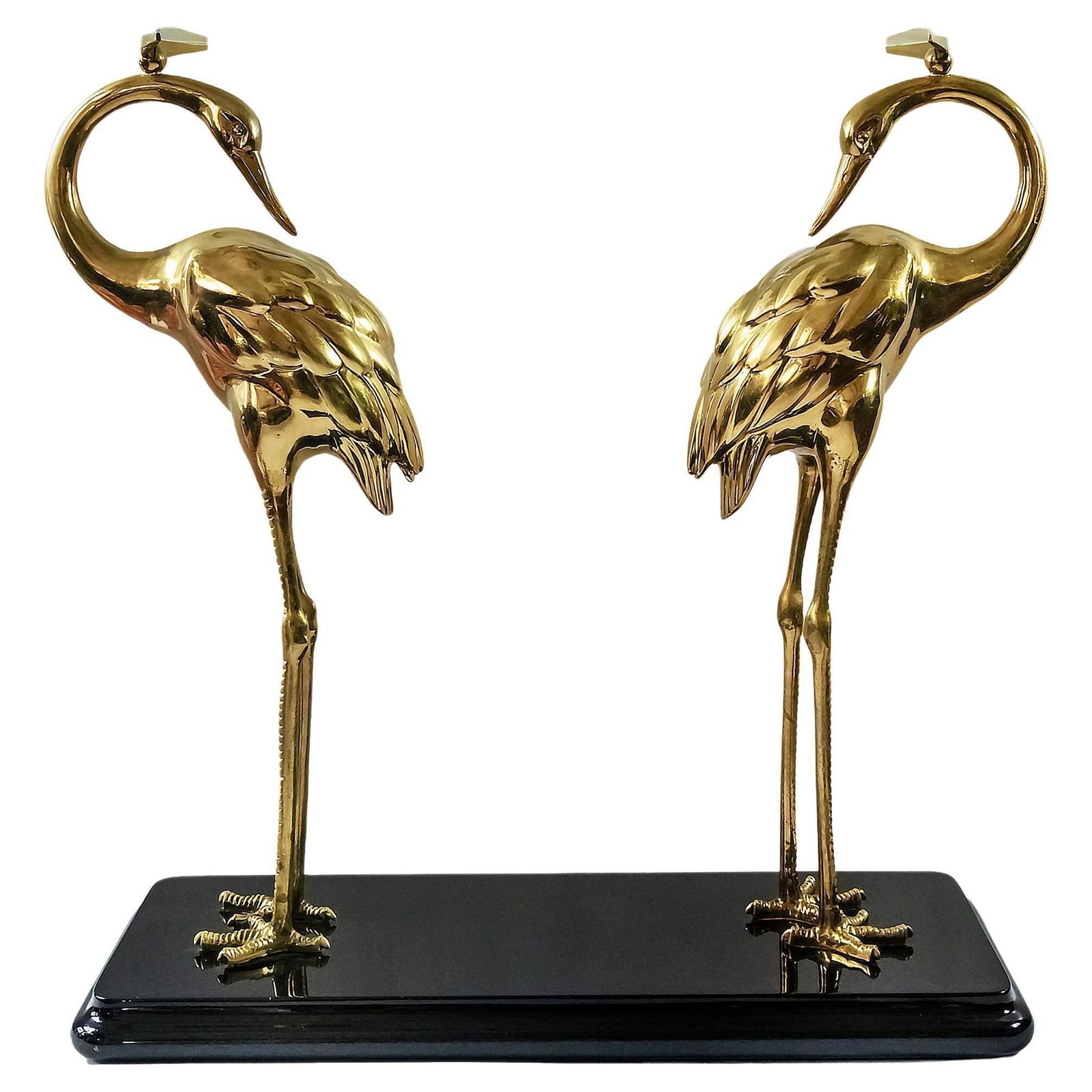 Italian Midcentury Lacquered Wood, Glass And Bronze Console Table With Birds photo furniture