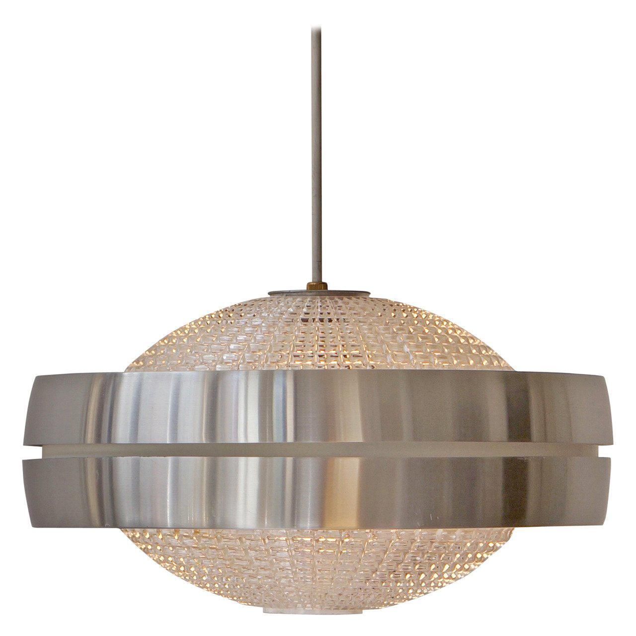 Four Raak Ufo Shaped Pendant Lights In Glass And Aluminum