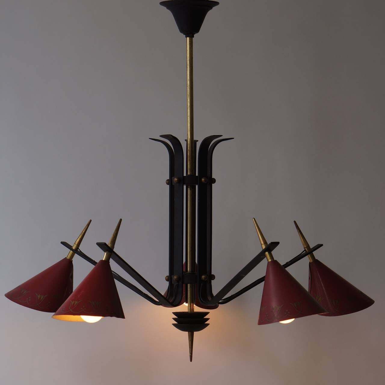 Italian 1950s Brass And Metal Chandelier photo furniture