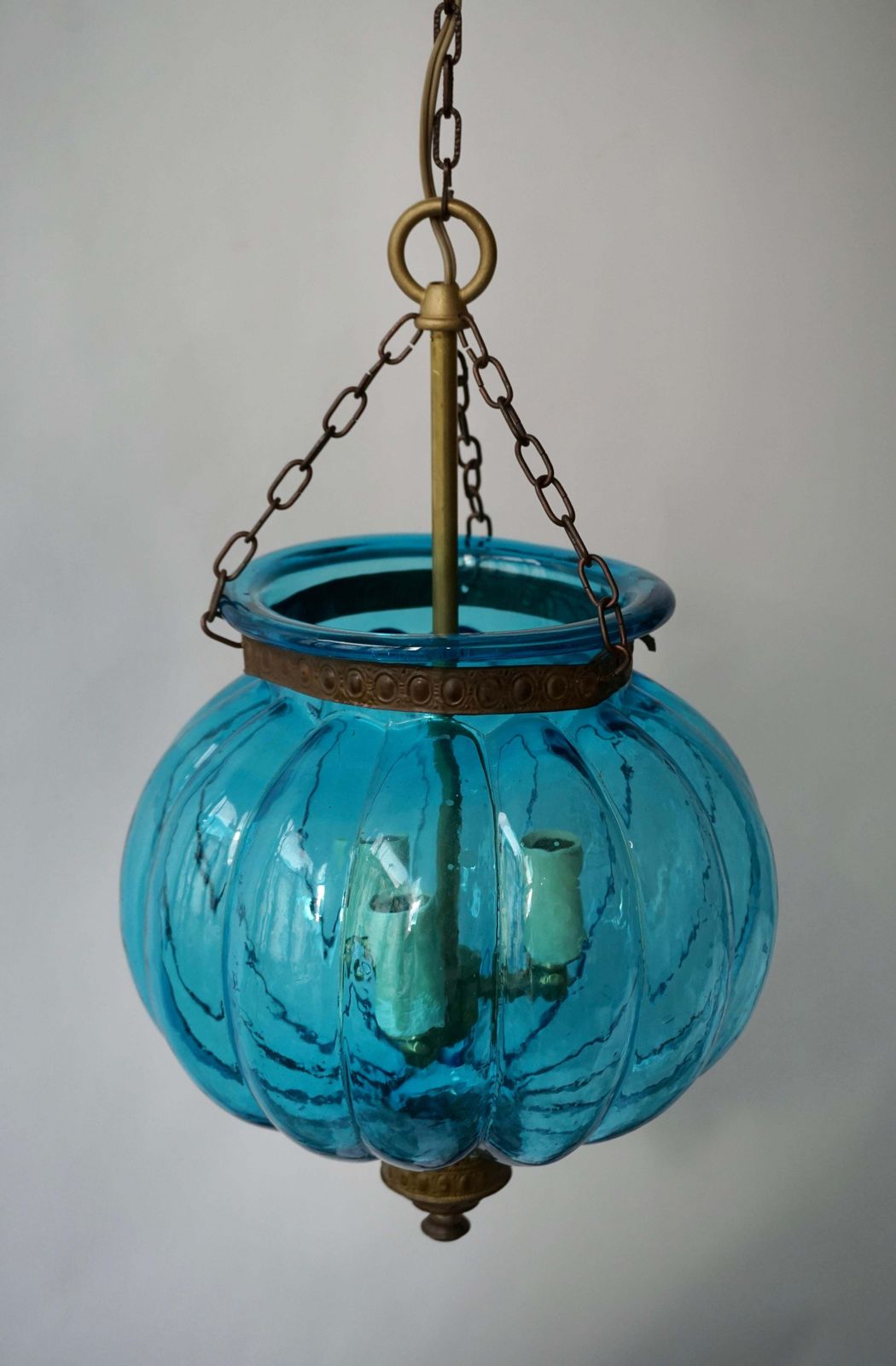 photo furniture Blue Crystal Pendant Light By Val St. Lambert