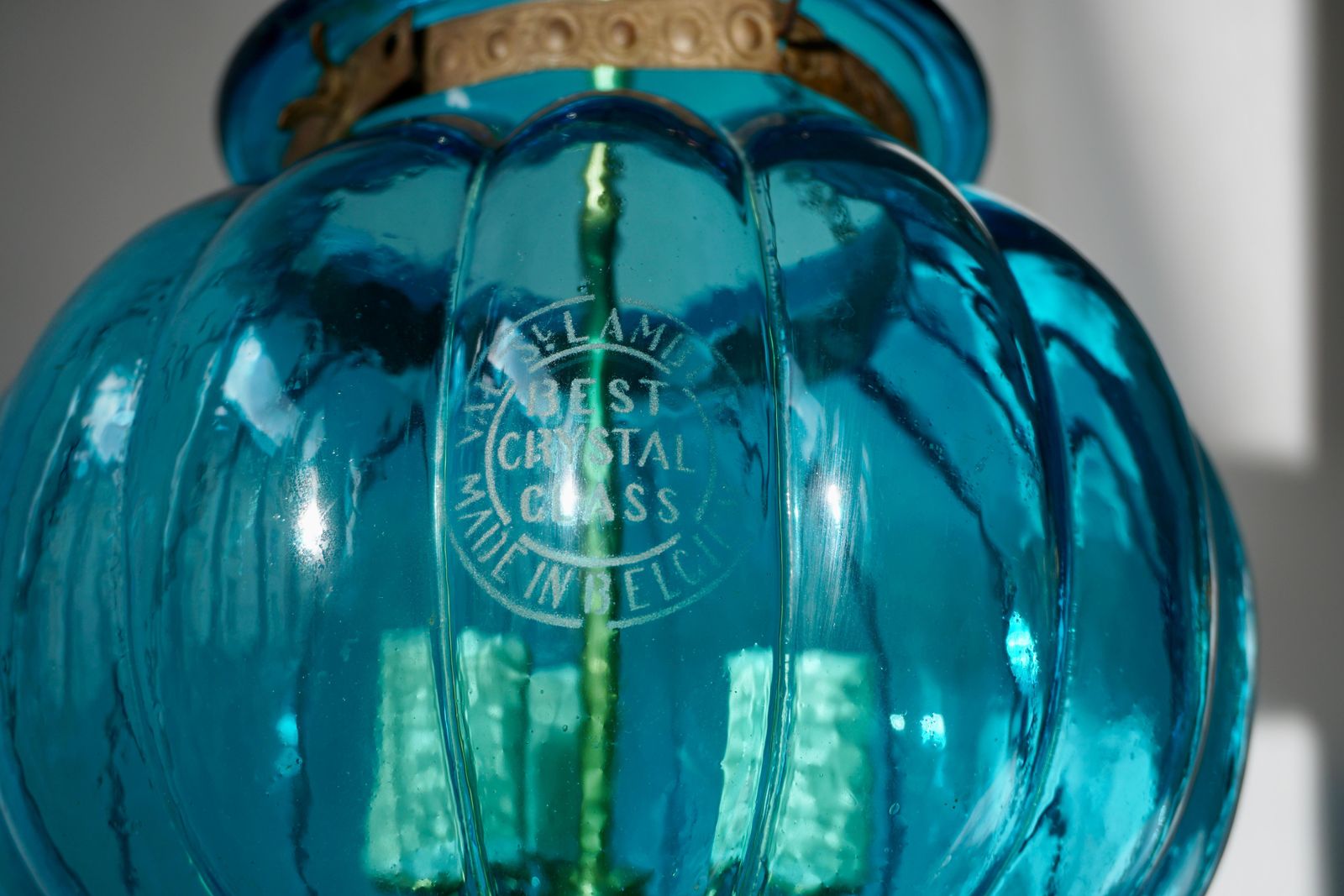 Lighting Blue Crystal Pendant Light By Val St. Lambert photo