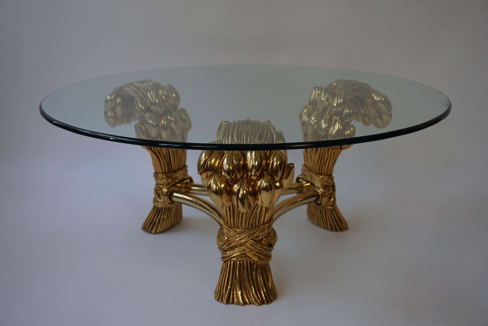 Round Glass Coffee Table In The Manner Of Maison Jansen photo for sale