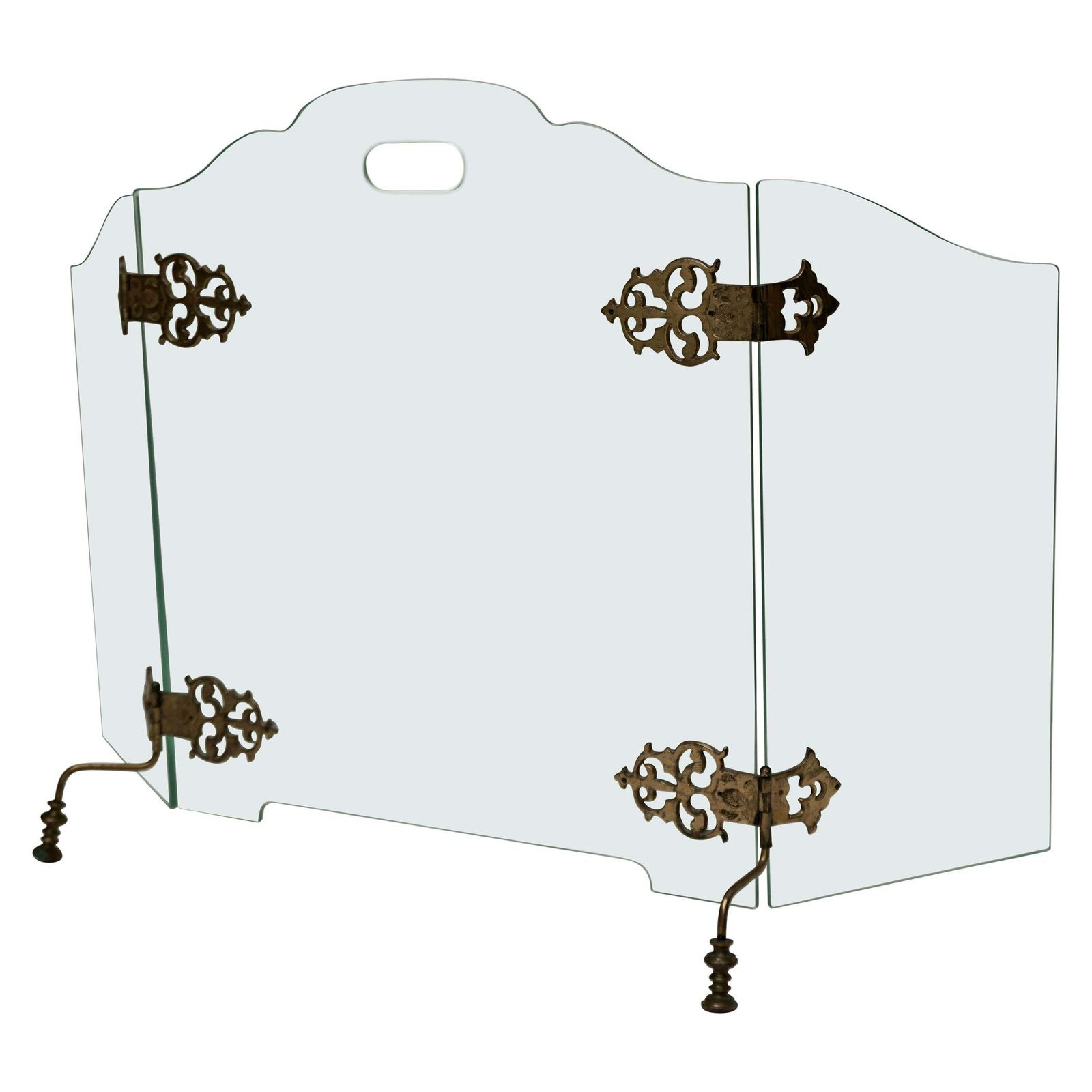 Glass And Brass Fireplace Screen