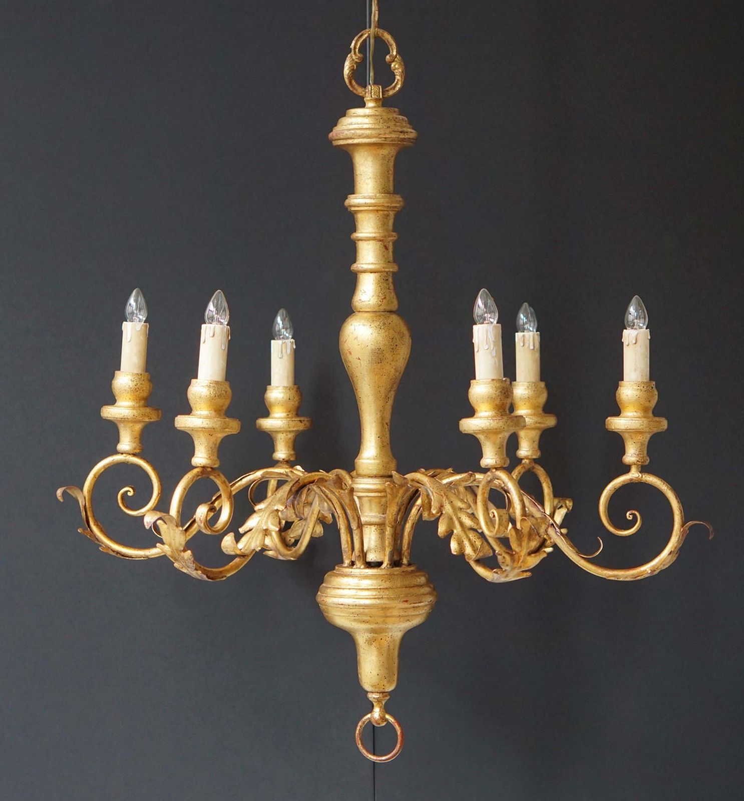 Italian Giltwood Six Arm Chandelier photo furniture