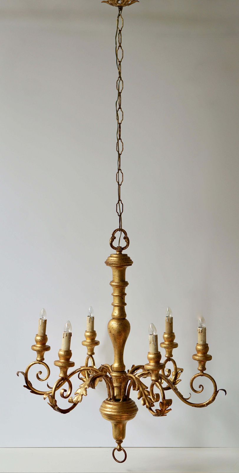 Italian Giltwood Six Arm Chandelier photo buy