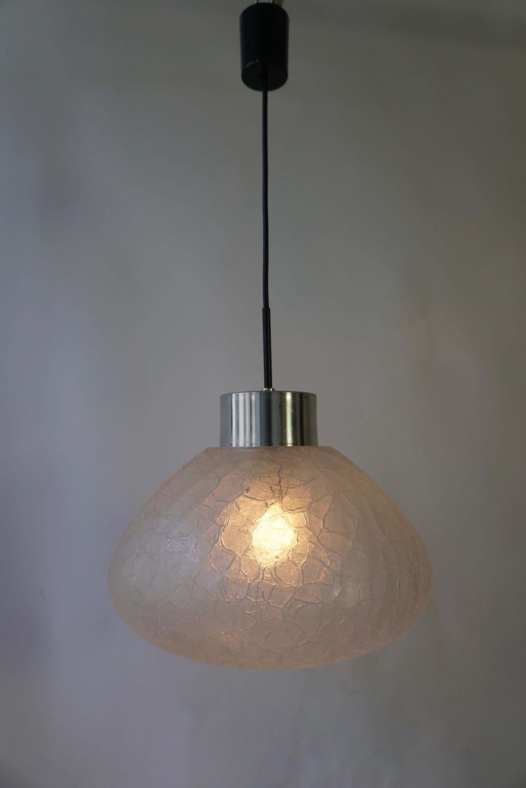 Lighting Doria Pendant Lamp Clear Art Glass And Chrome 1960s 1970s Hanging Lamp photo