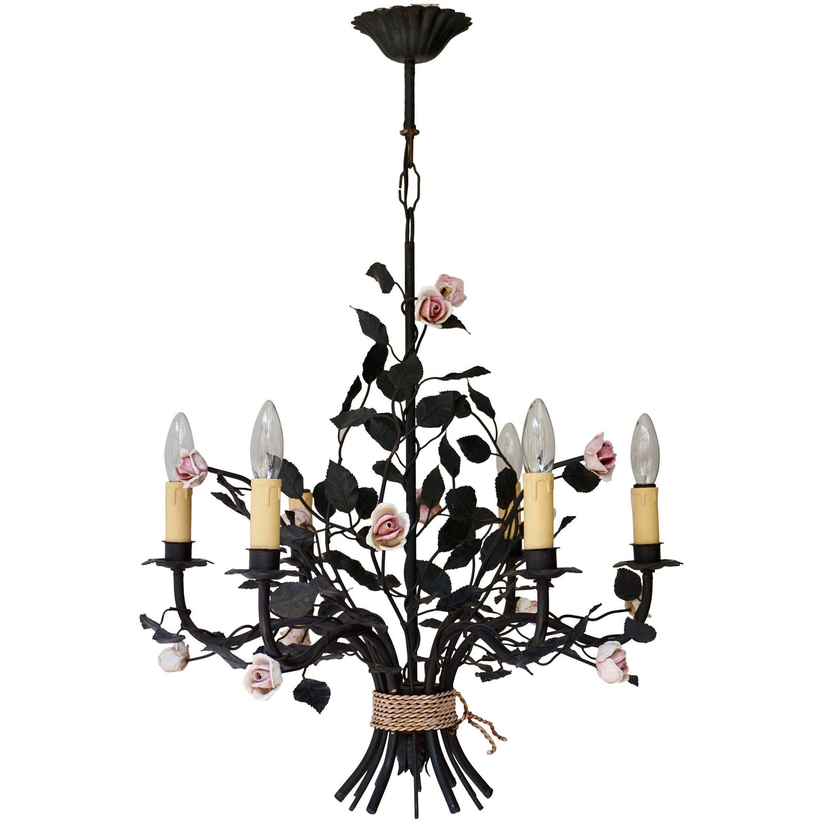 Italian Porcelain Flower Chandelier