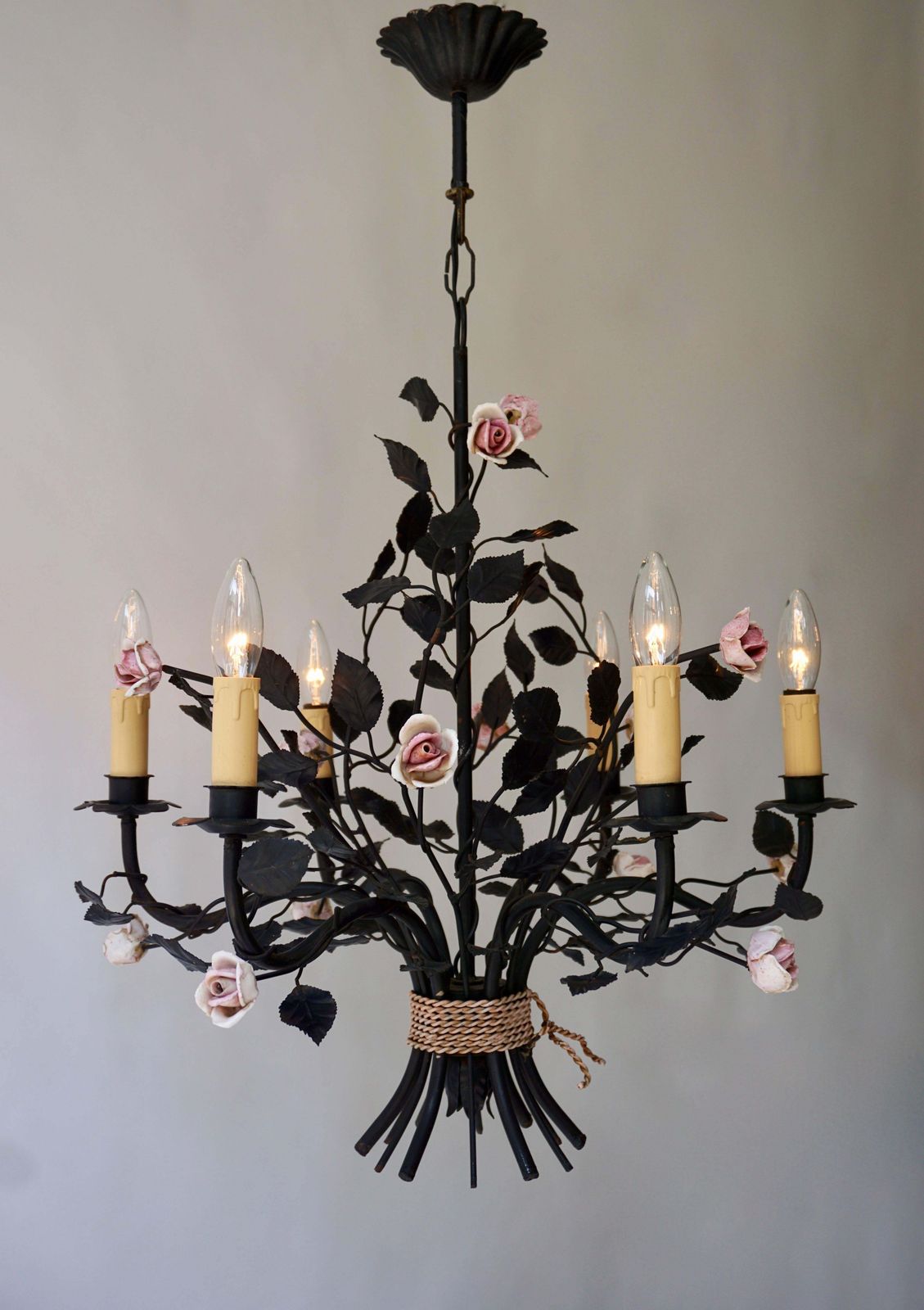 Italian Porcelain Flower Chandelier photo furniture
