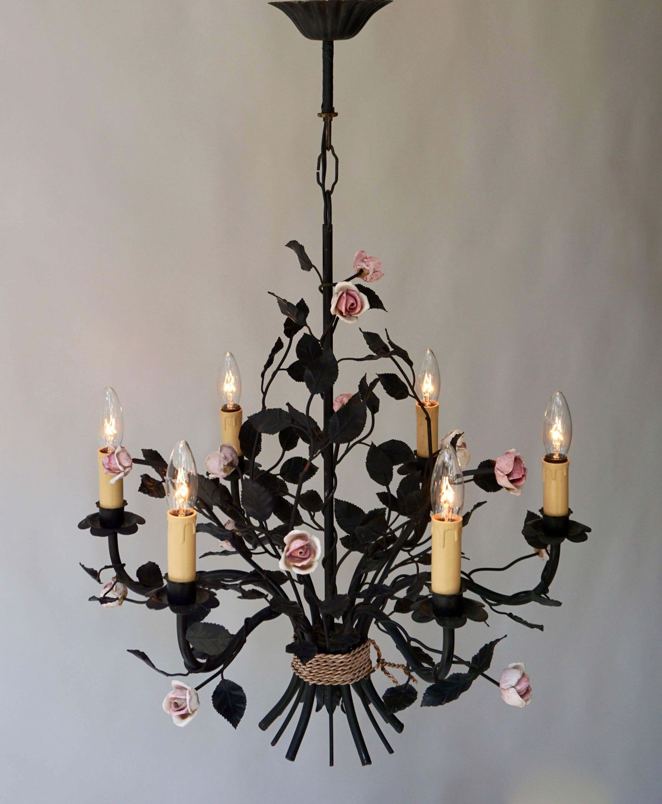 Italian Porcelain Flower Chandelier photo Lighting
