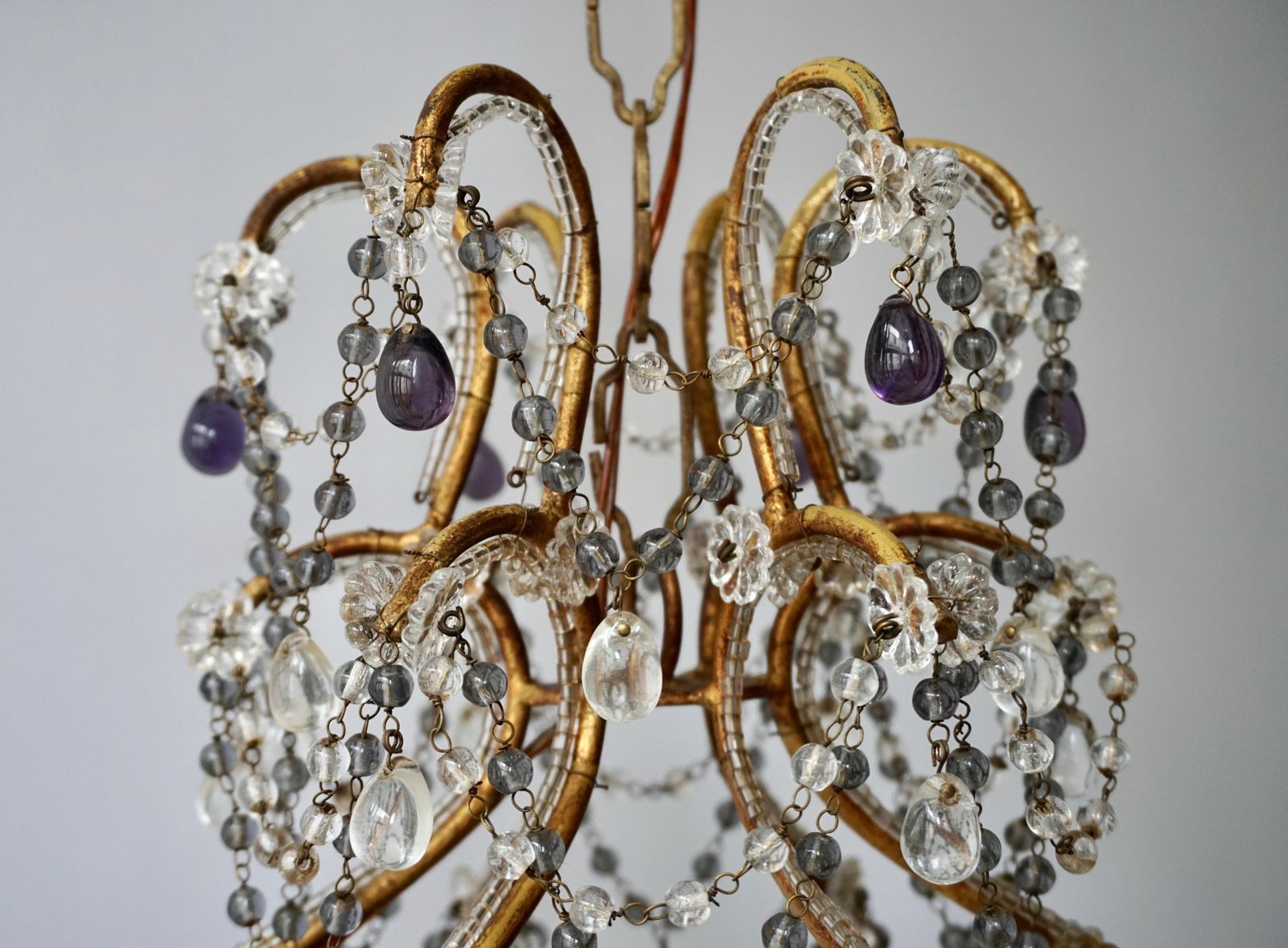 Fine Quality Victorian Chandelier With Purple Glass photo buy