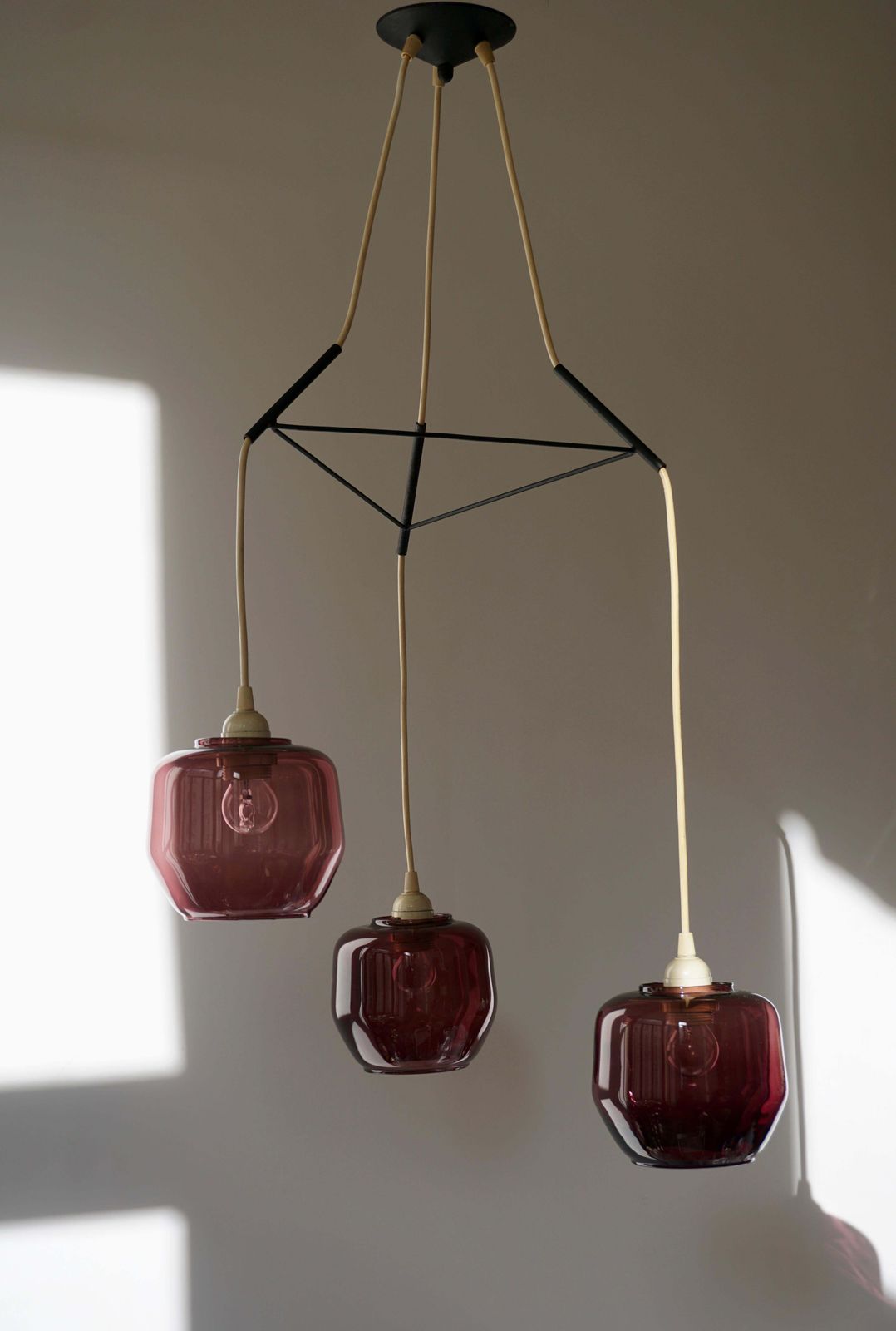 Colorful Three Light Cased Murano Glass Chandelier, Italy, 1950s photo furniture