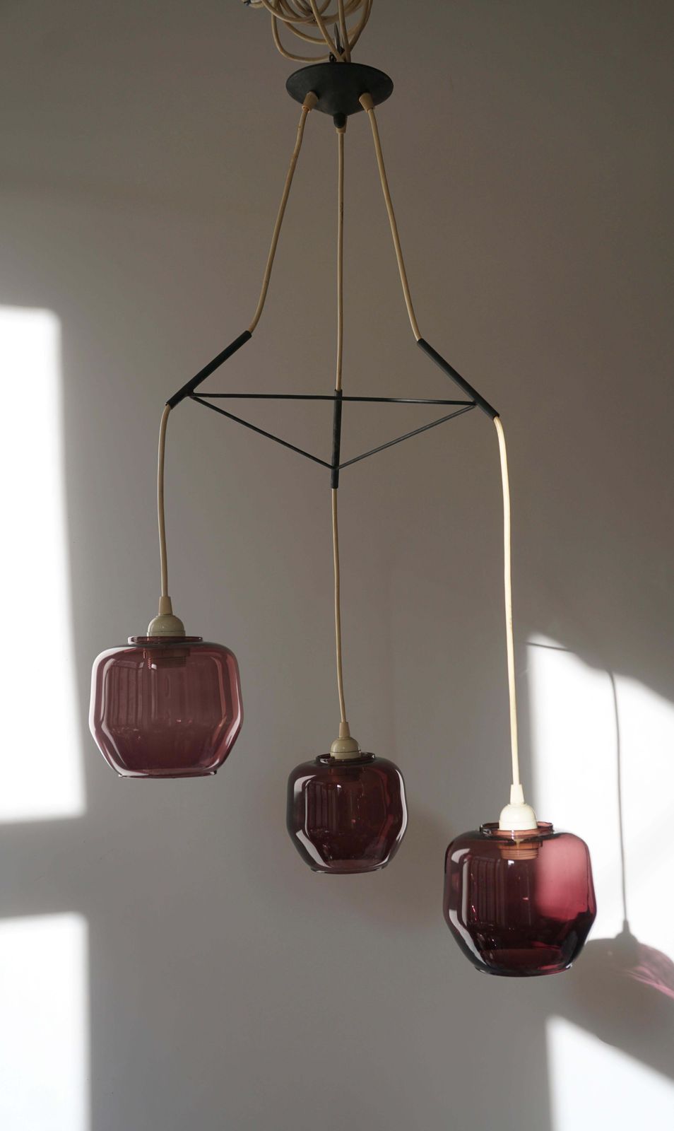 Colorful Three Light Cased Murano Glass Chandelier, Italy, 1950s photo for sale