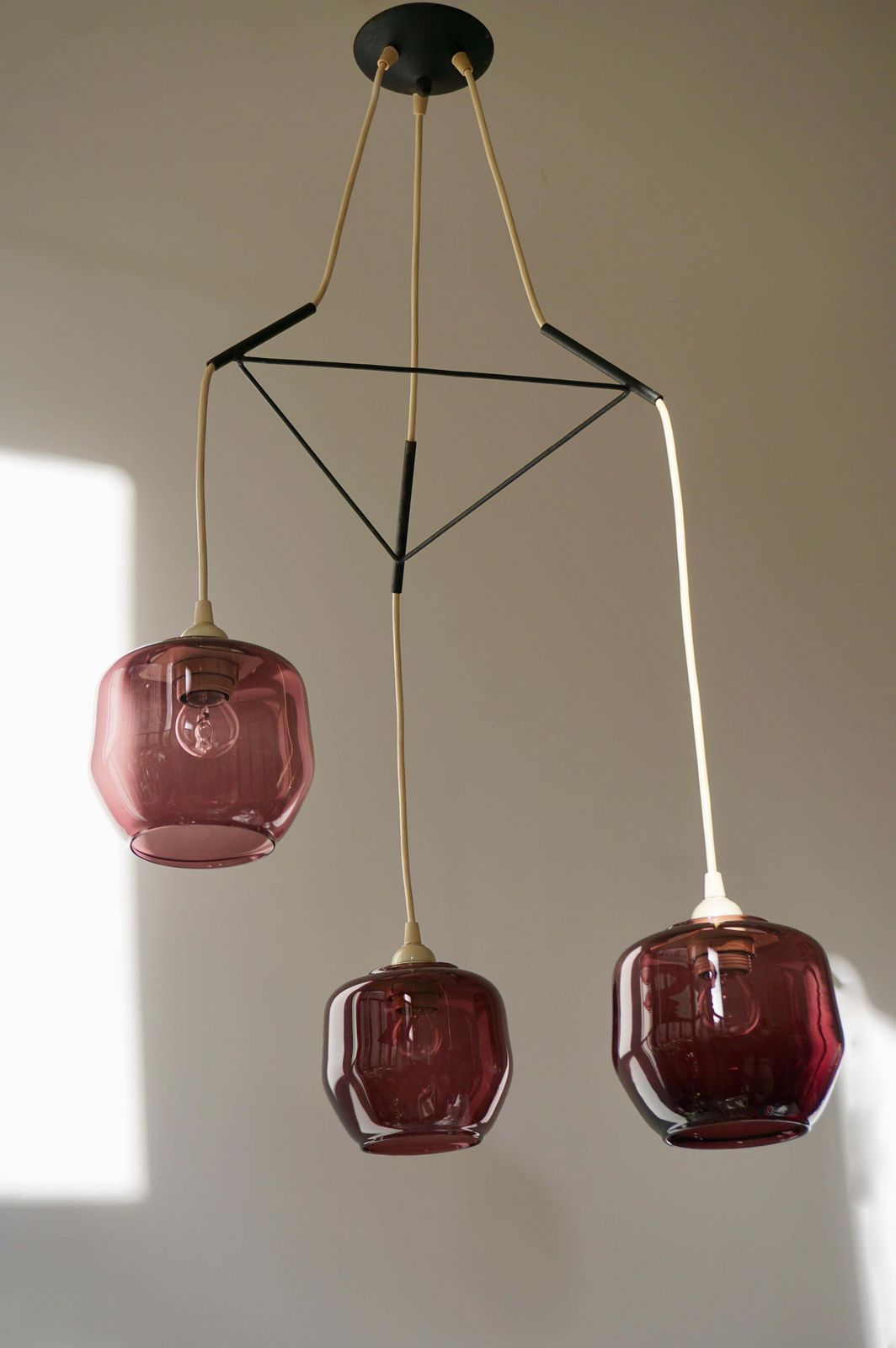Colorful Three Light Cased Murano Glass Chandelier, Italy, 1950s photo 1359.0