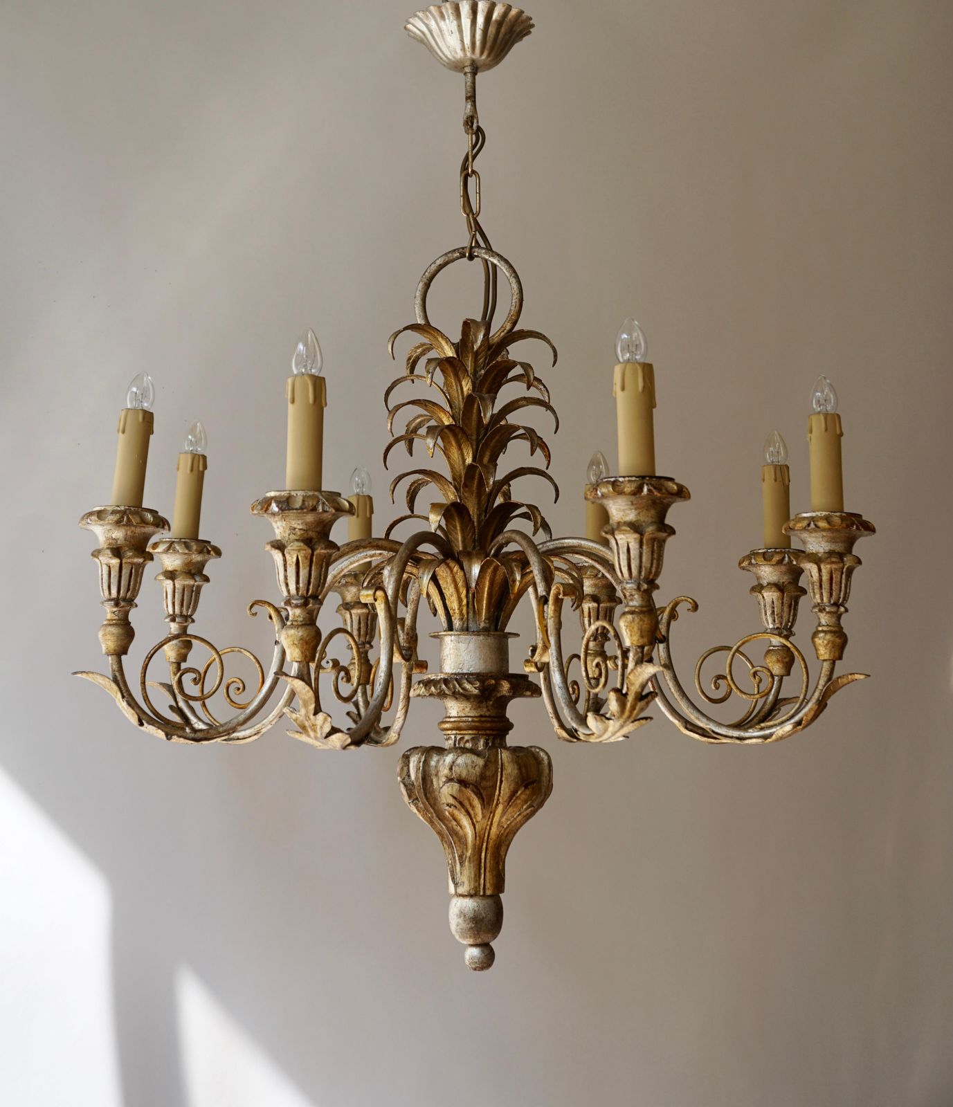 Pineapple Chandelier In Lacquered Wood And Gilt Brass, 1950s photo furniture
