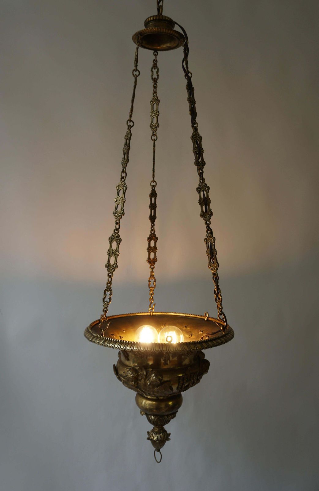 1529.0 Antique Gothic Revival Chandelier And Church Sanctuary Lamp photo