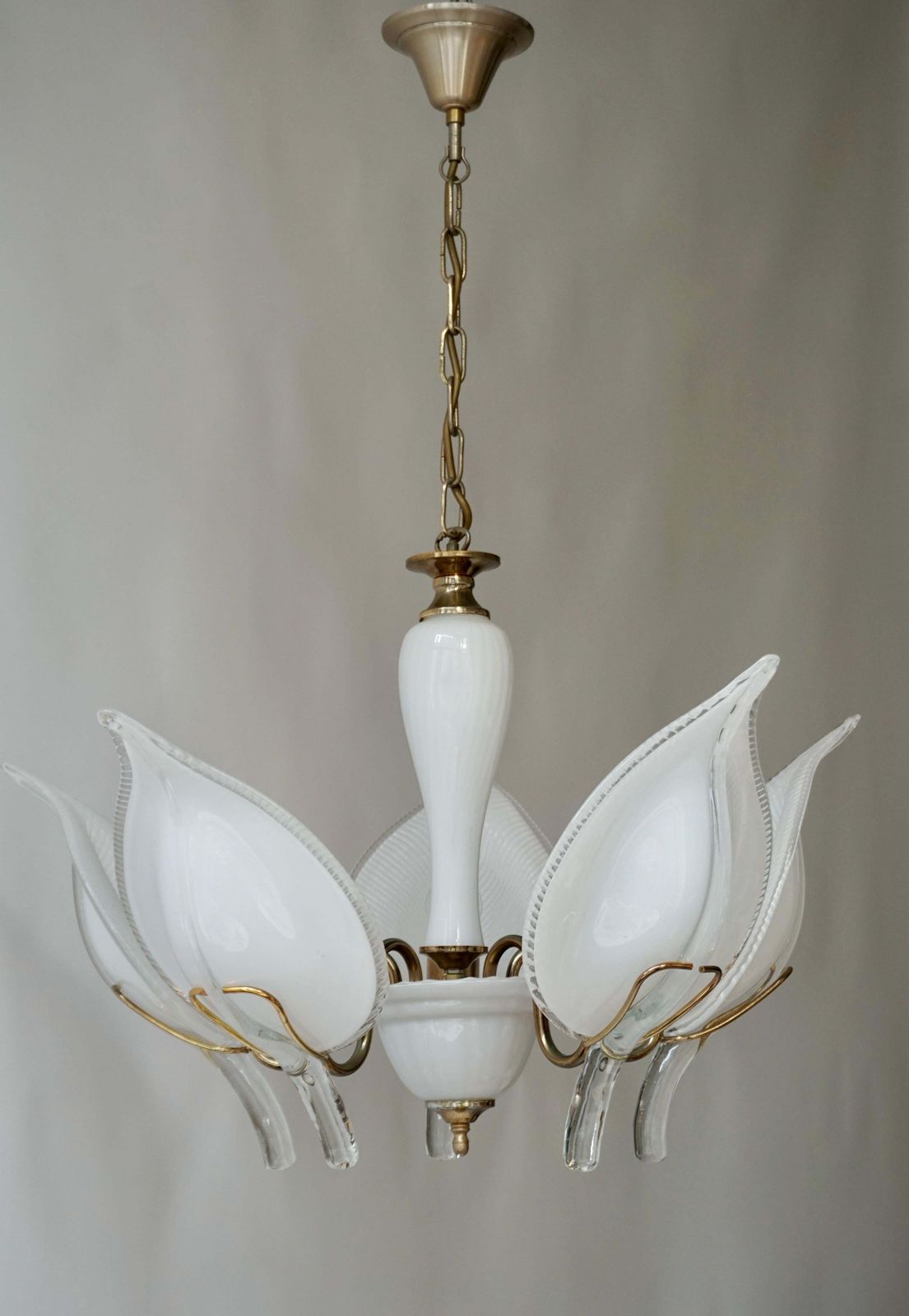 Mid Century Modern Murano 5 Leaf Chandelier By Franco Luce photo vintage