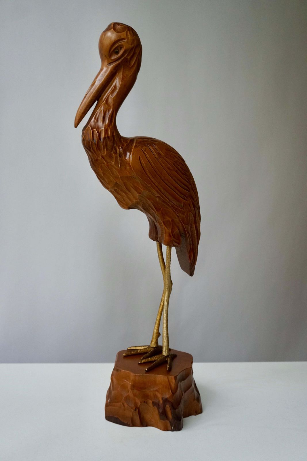Mid Century Modern Metal And Wood Ibis Bird Sculptures photo vinterior