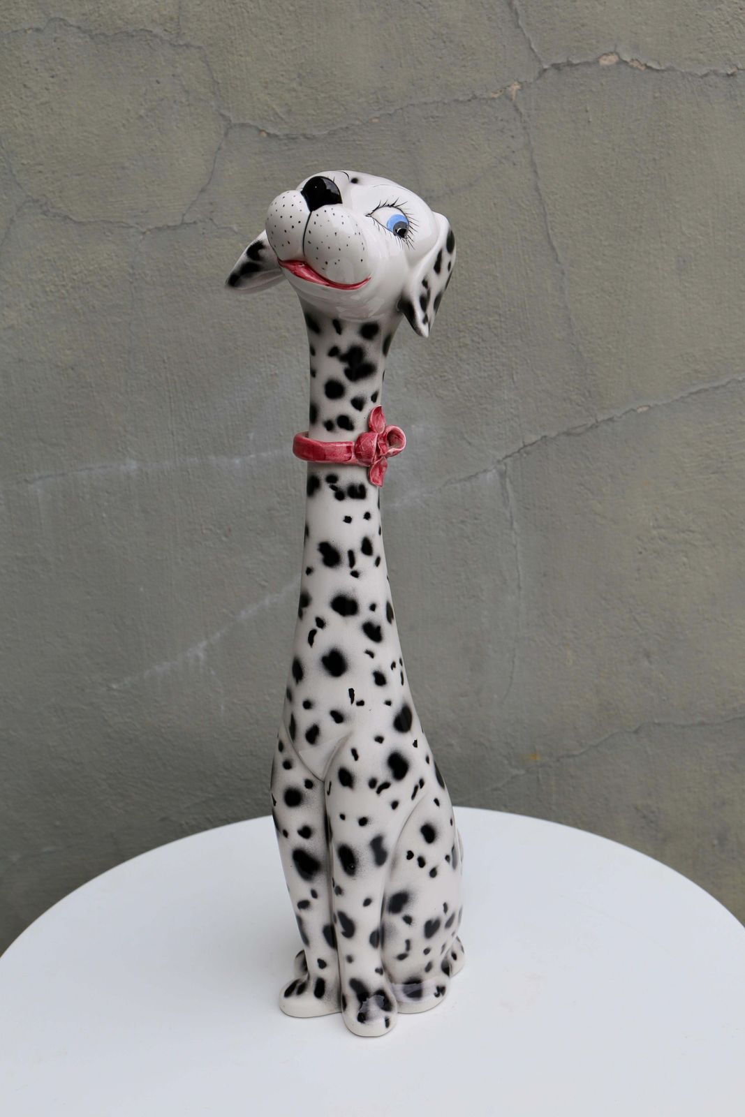 1970s Life Size Italian Terracotta Dalmatian Dog Figurine With Majolica Glaze photo furniture