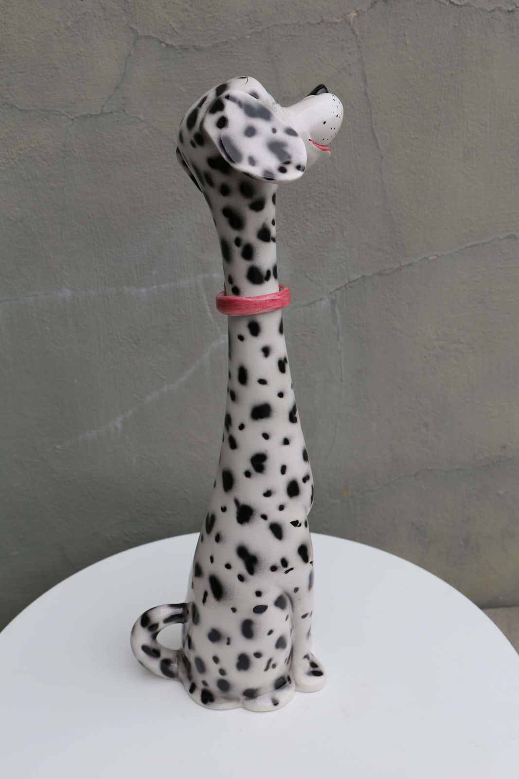 1970s Life Size Italian Terracotta Dalmatian Dog Figurine With Majolica Glaze photo for sale