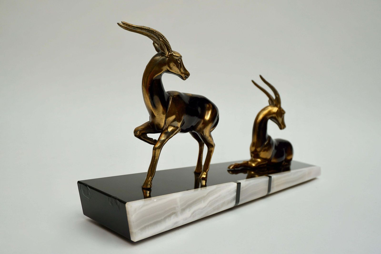 French Art Deco Style Patinated Metal Animal Sculpture photo furniture